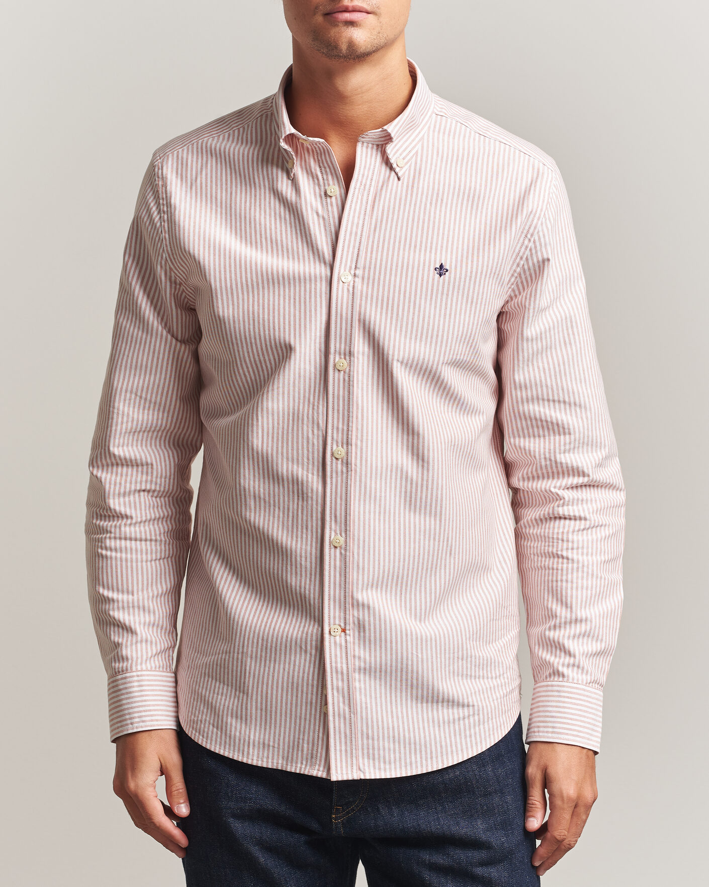 Hombres | Camisas | Morris | Douglas Oxford Stripe Shirt Orange