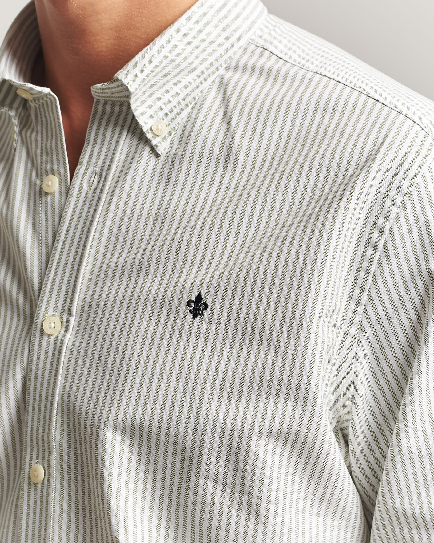Hombres | Camisas | Morris | Douglas Oxford Stripe Shirt Olive