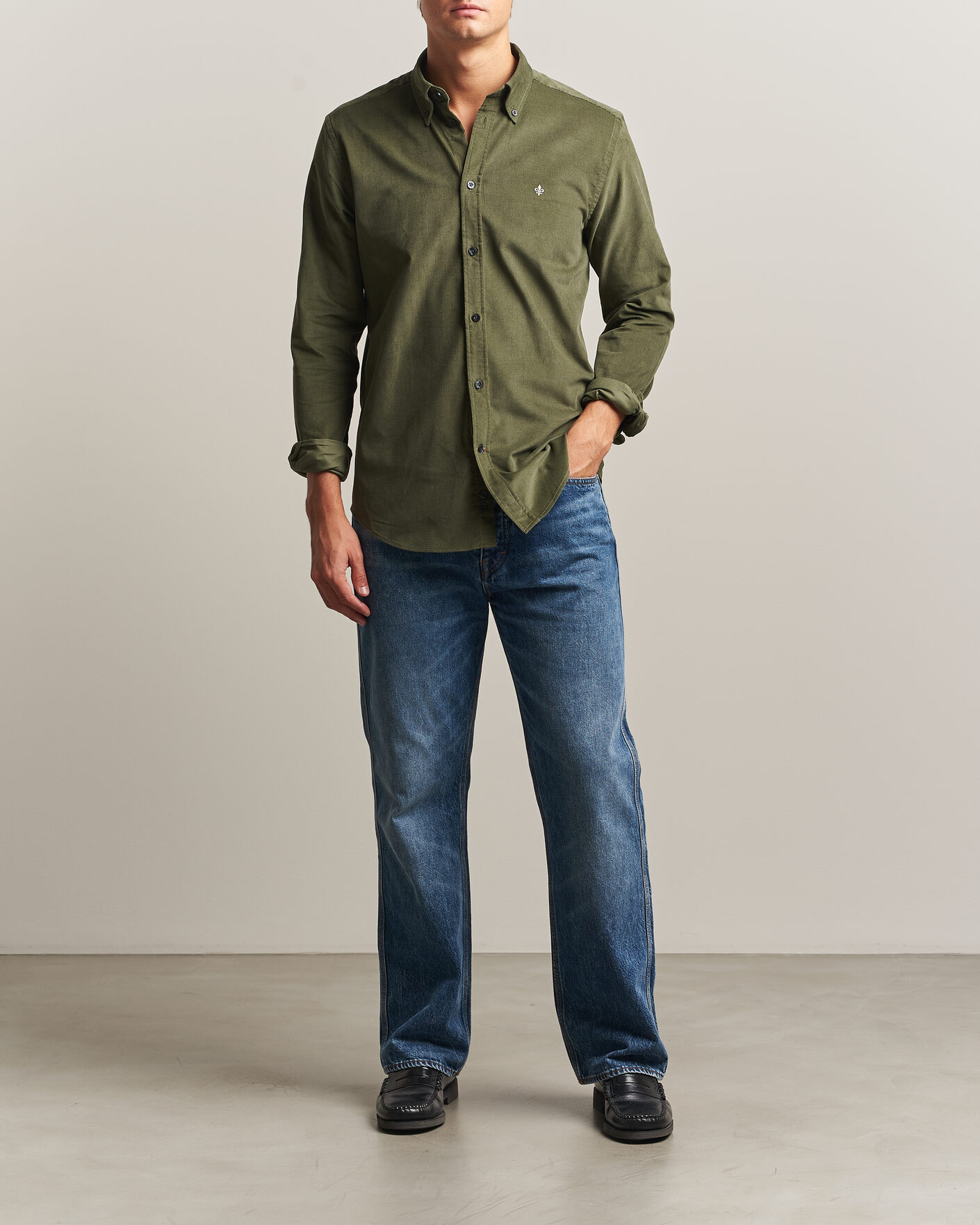 Hombres | Camisas | Morris | Douglas Cord Shirt Olive