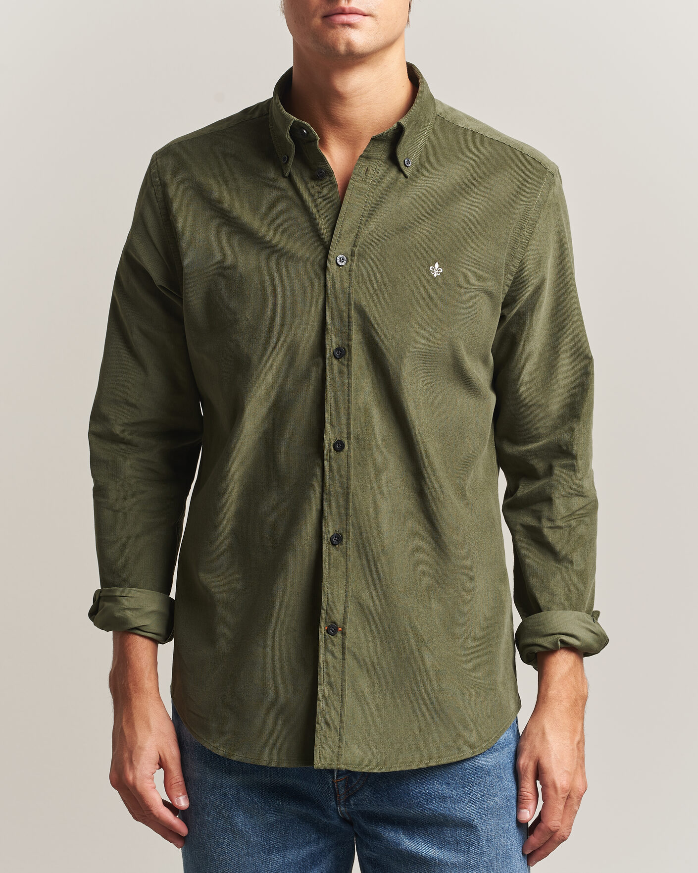 Hombres | Camisas | Morris | Douglas Cord Shirt Olive