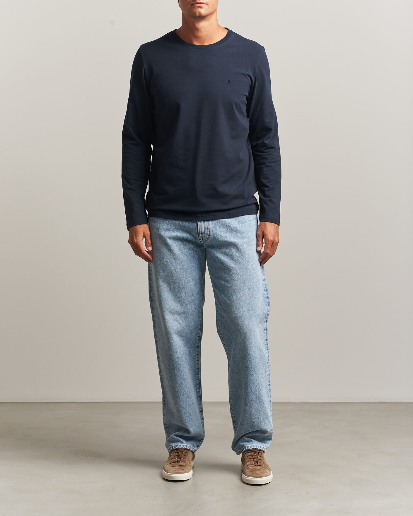 Hombres | Camisetas | Morris | James Long Sleeve T-Shirt Old Blue