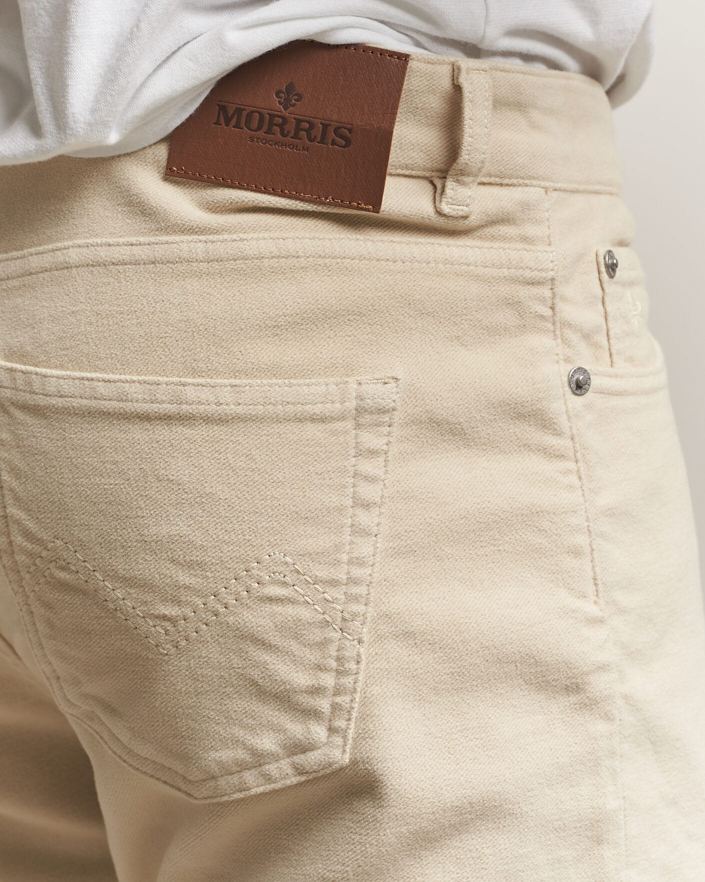 Hombres | Pantalones | Morris | James Winter Twill 5-Pocket Pants Off White