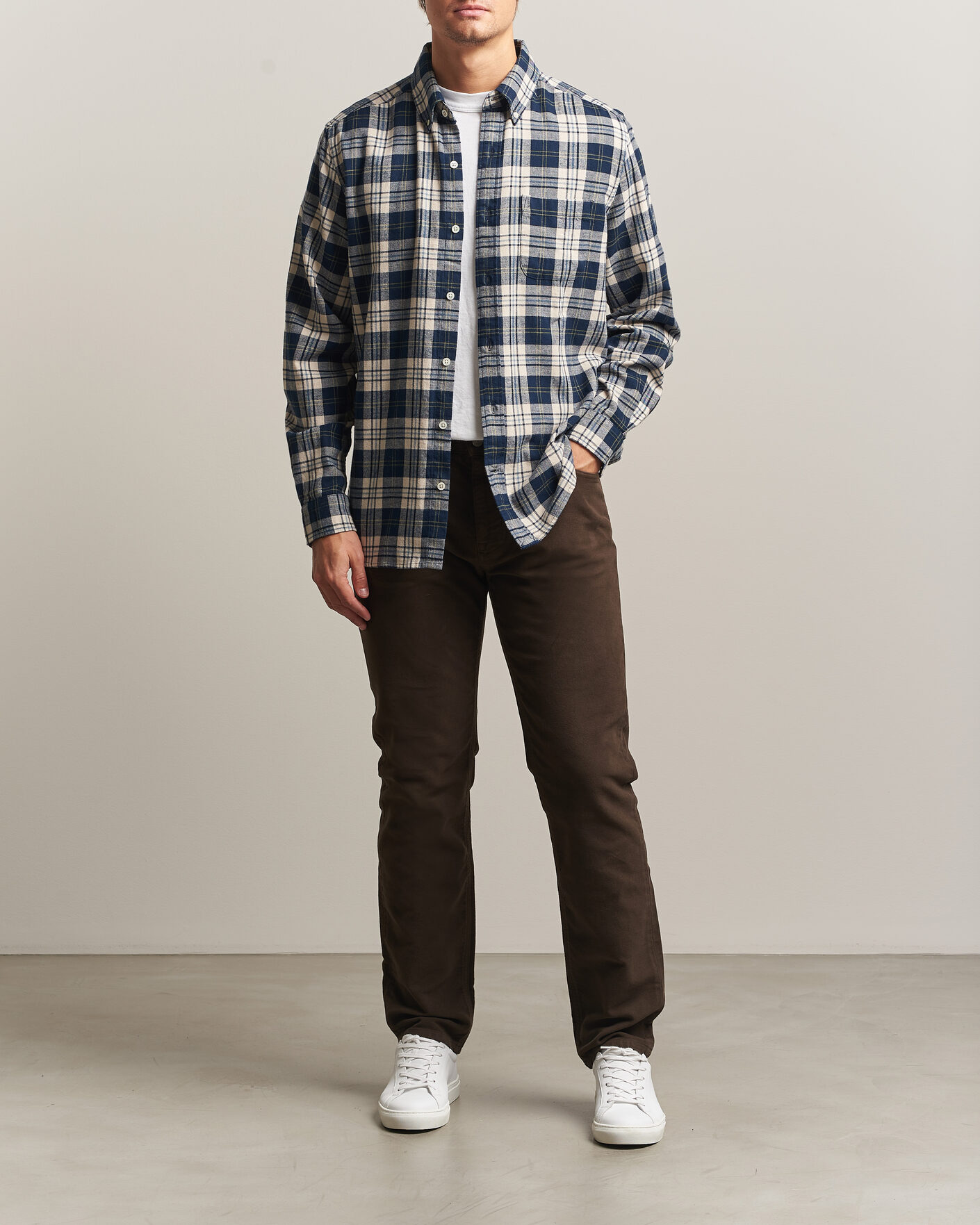 Hombres | Pantalones | Morris | James Winter Twill 5-Pocket Pants Brown