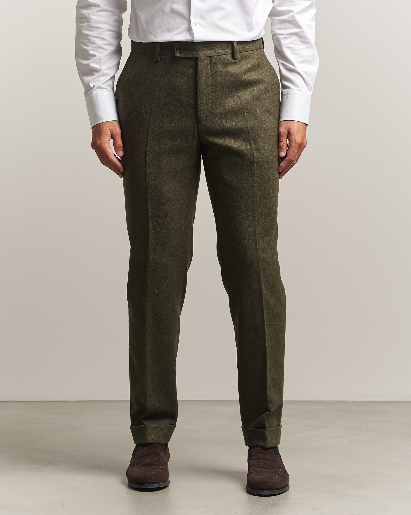 Hombres | Pantalones | Morris | Flannel Suit Trousers Green