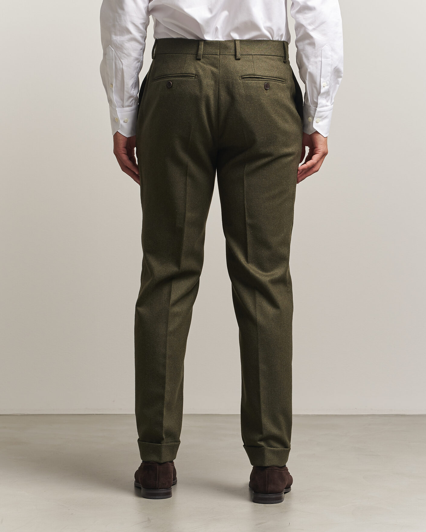 Hombres | Pantalones | Morris | Flannel Suit Trousers Green