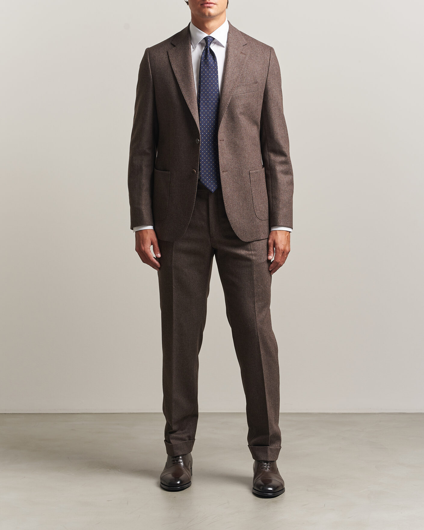 Hombres | Pantalones | Morris | Flannel Suit Trousers Brown