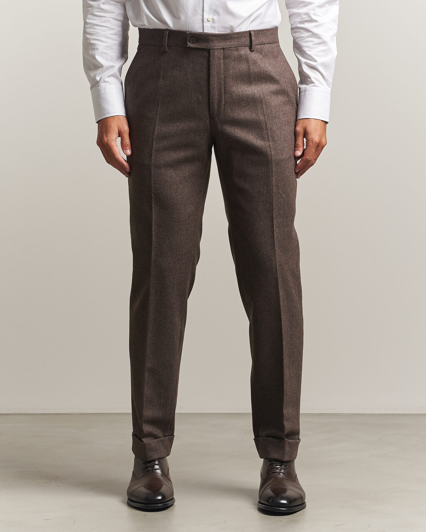 Hombres | Pantalones | Morris | Flannel Suit Trousers Brown