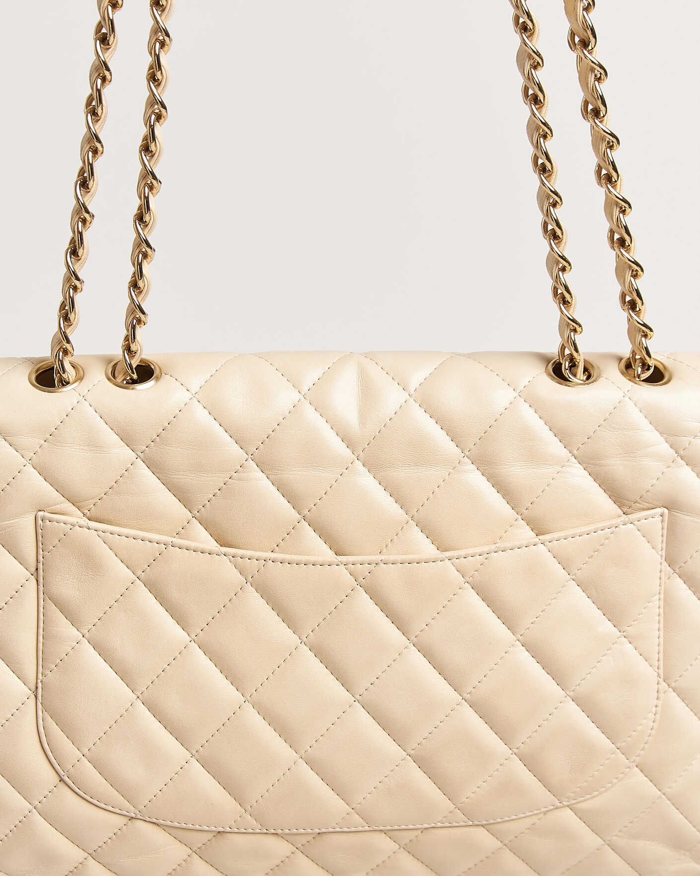 Hombres | Chanel Pre-Owned Classic Jumbo Single Flap Bag Lambskin Beige | Chanel Pre-Owned | Classic Jumbo Single Flap Bag Lambskin Beige
