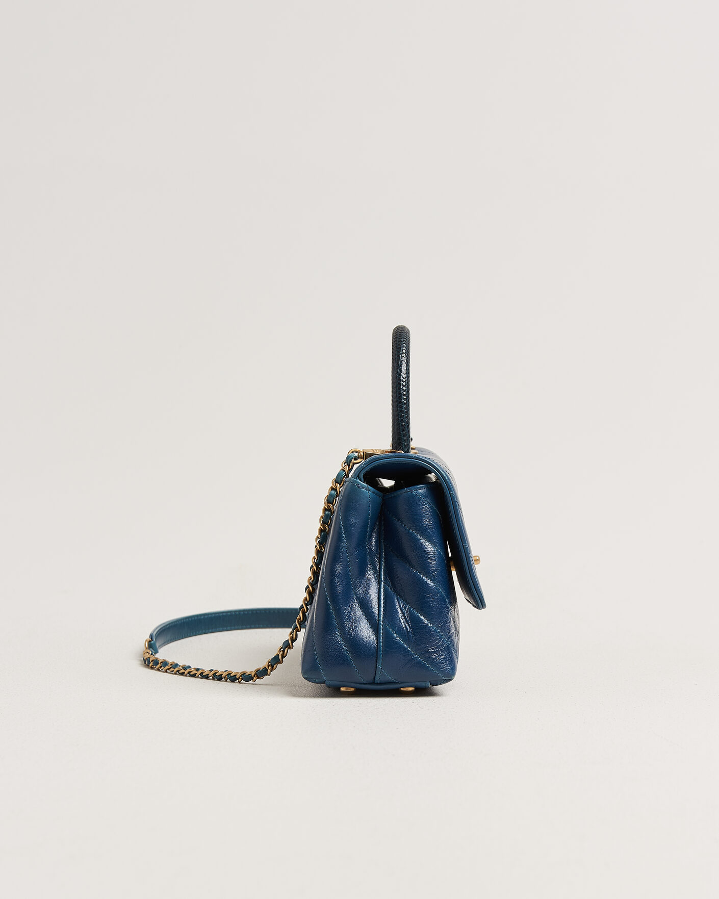 Hombres | Pre-Owned & Vintage Bags | Chanel Pre-Owned | Coco Handle Chevron Bag Blue