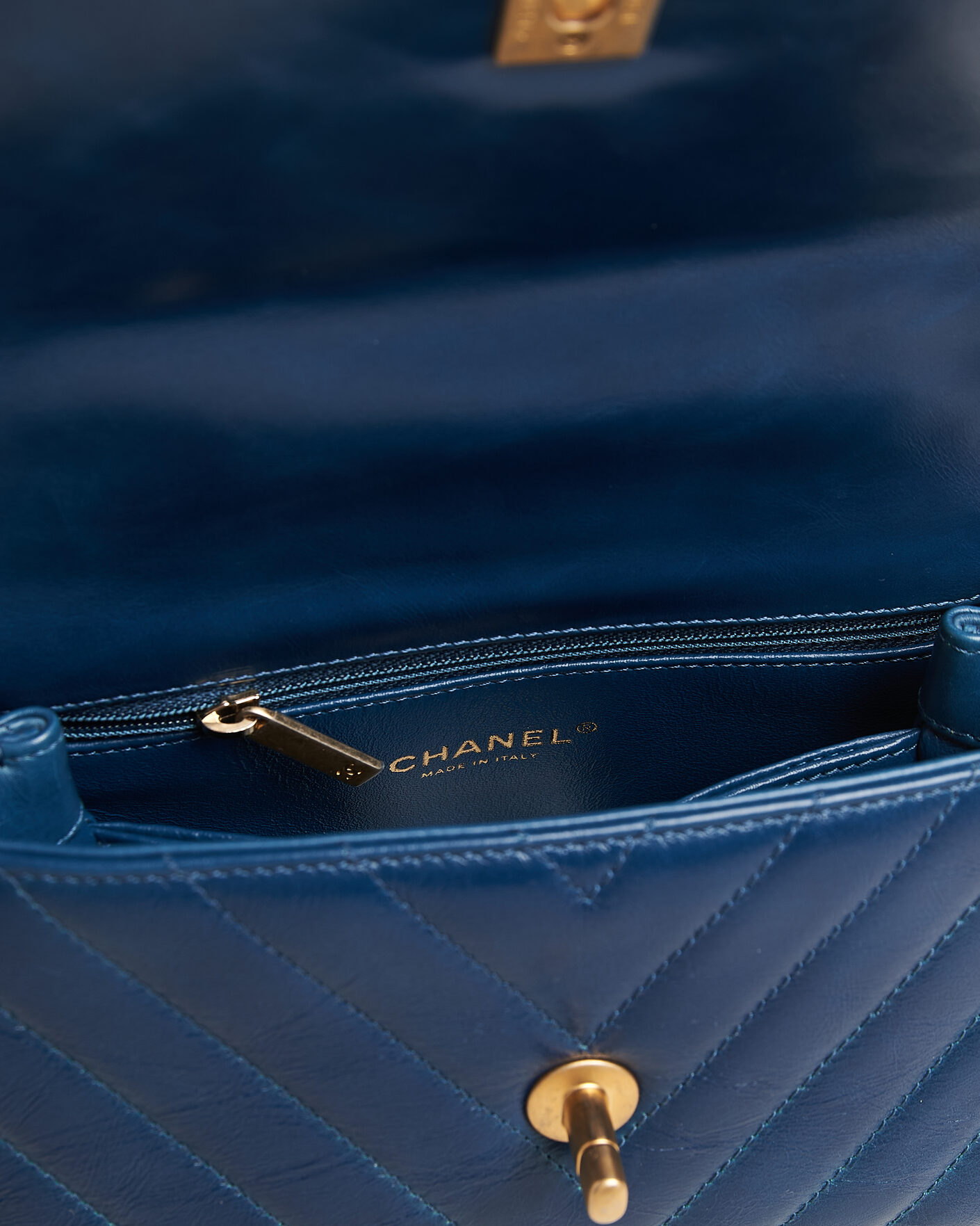 Hombres | Pre-Owned & Vintage Bags | Chanel Pre-Owned | Coco Handle Chevron Bag Blue