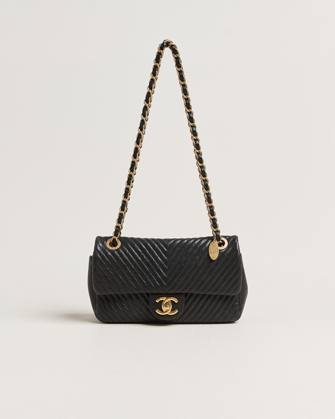 Hombres | Pre-Owned & Vintage Bags | Chanel Pre-Owned | Chevron Small Flap Bag Black