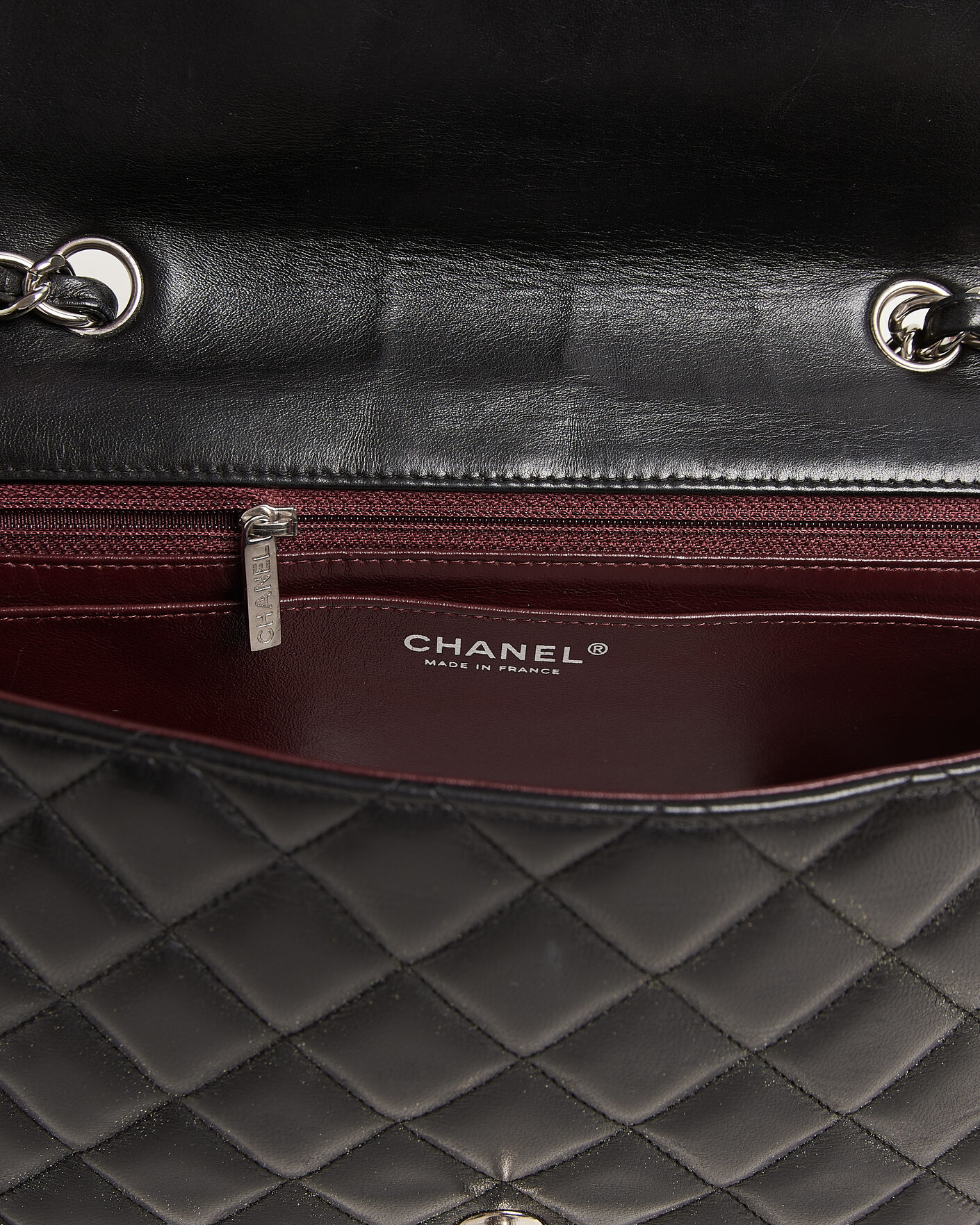 Hombres | Chanel Pre-Owned Classic Jumbo Single Flap Bag Lambskin Black | Chanel Pre-Owned | Classic Jumbo Single Flap Bag Lambskin Black