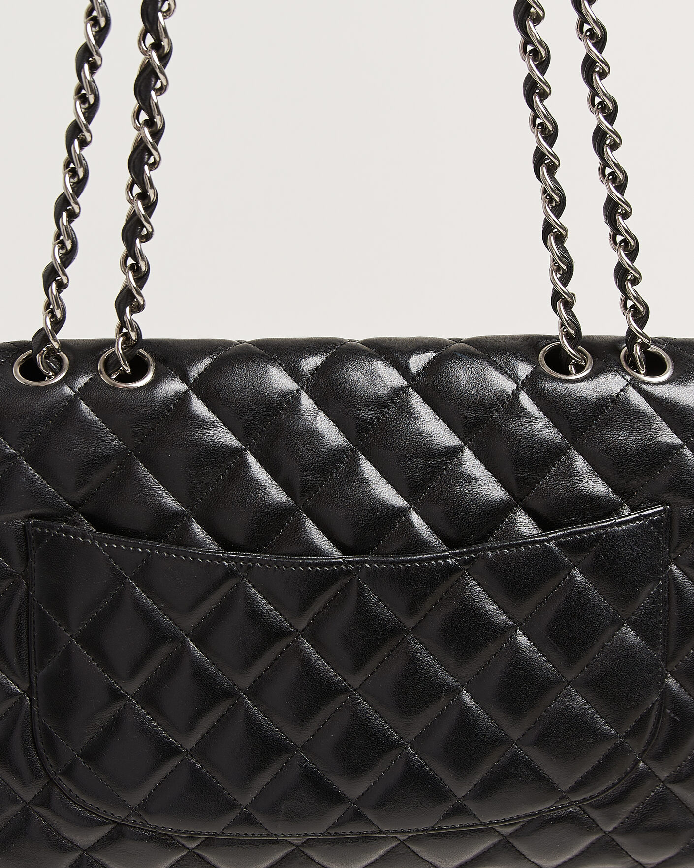 Hombres | Chanel Pre-Owned Classic Jumbo Single Flap Bag Lambskin Black | Chanel Pre-Owned | Classic Jumbo Single Flap Bag Lambskin Black