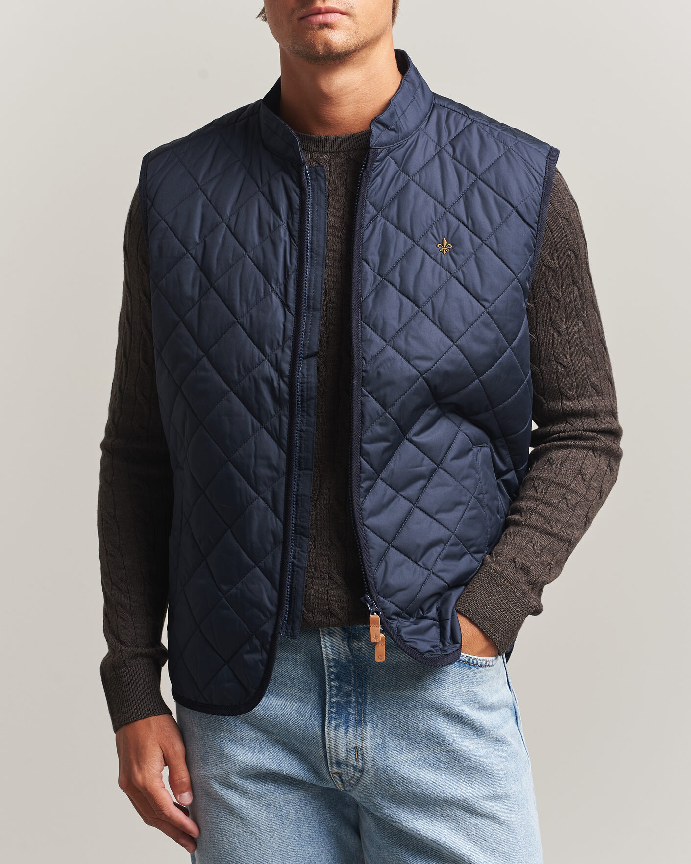 Hombres | Chalecos | Morris | Teddy Quilted Vest Old Blue