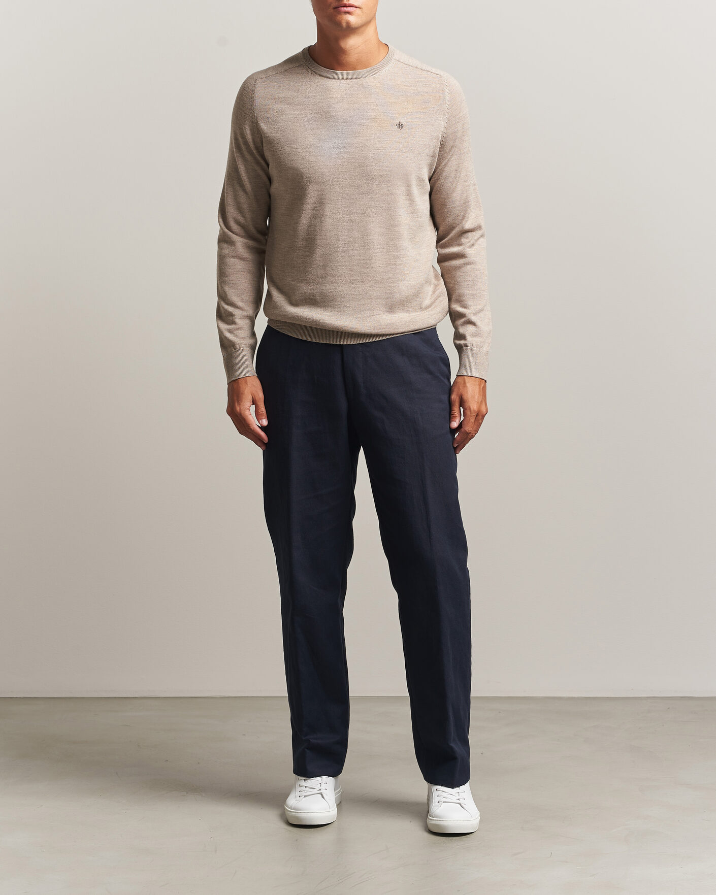 Hombres | Jerséis y prendas de punto | Morris | Merino O-Neck Khaki