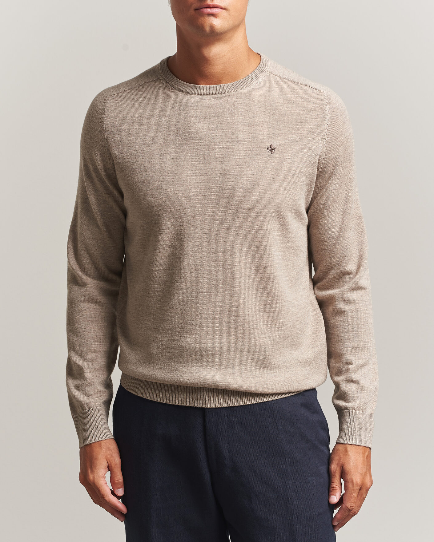 Hombres | Jerséis y prendas de punto | Morris | Merino O-Neck Khaki