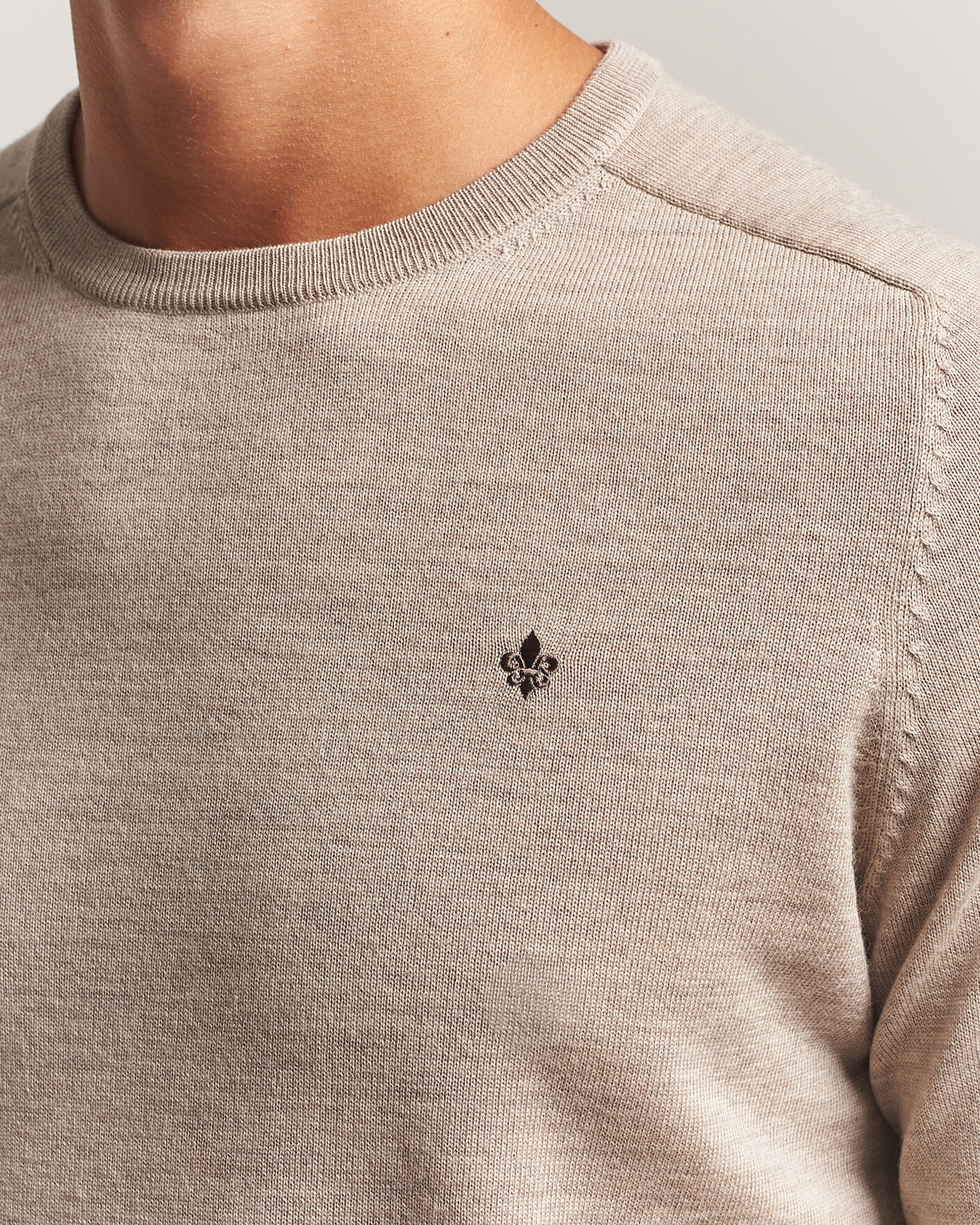 Hombres | Jerséis y prendas de punto | Morris | Merino O-Neck Khaki
