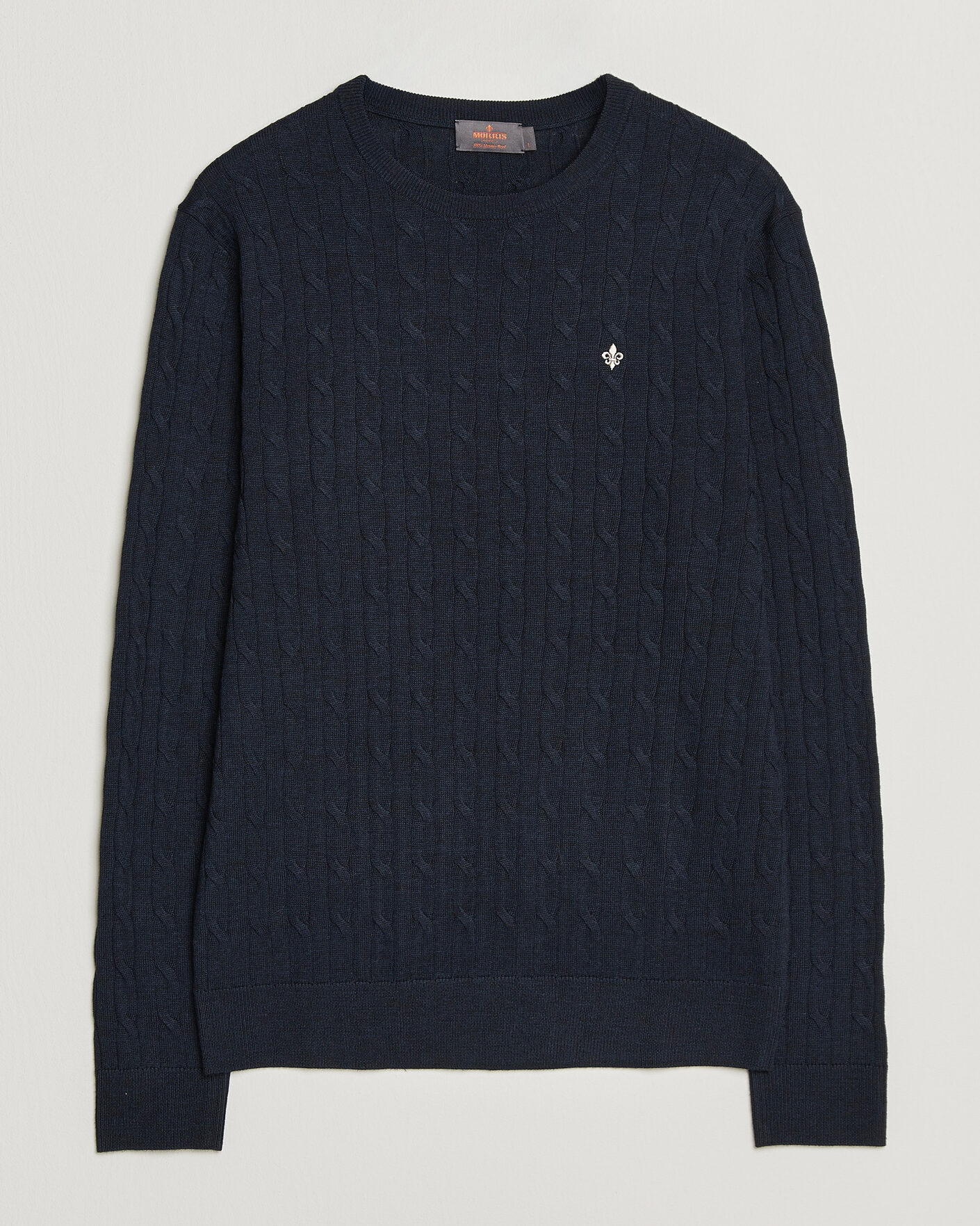 Hombres | Jerséis y prendas de punto | Morris | Merino Cable O-Neck Navy