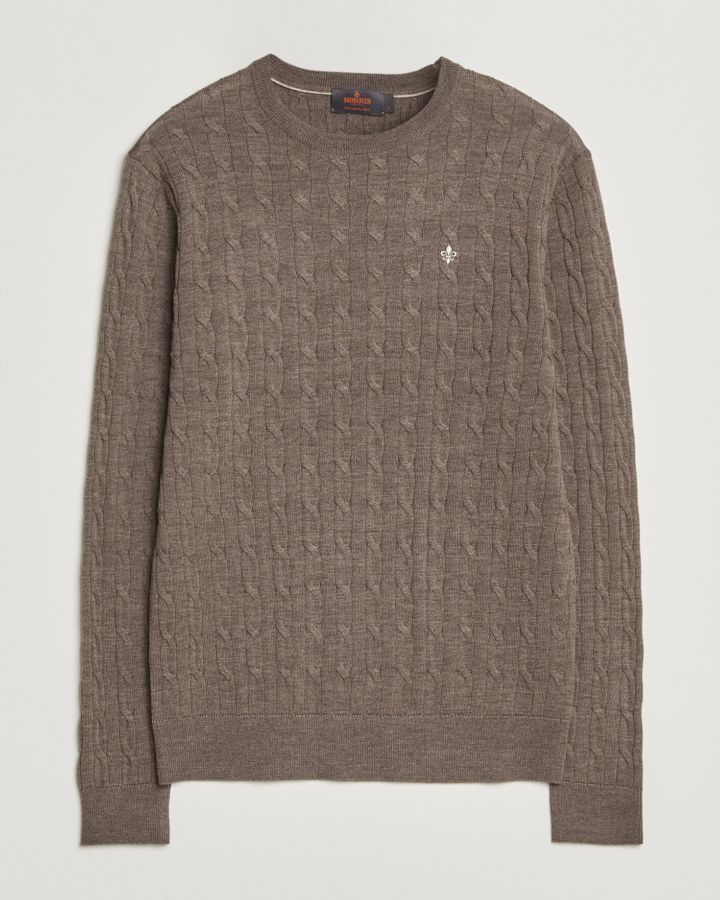 Hombres | Jerséis y prendas de punto | Morris | Merino Cable O-Neck Brown