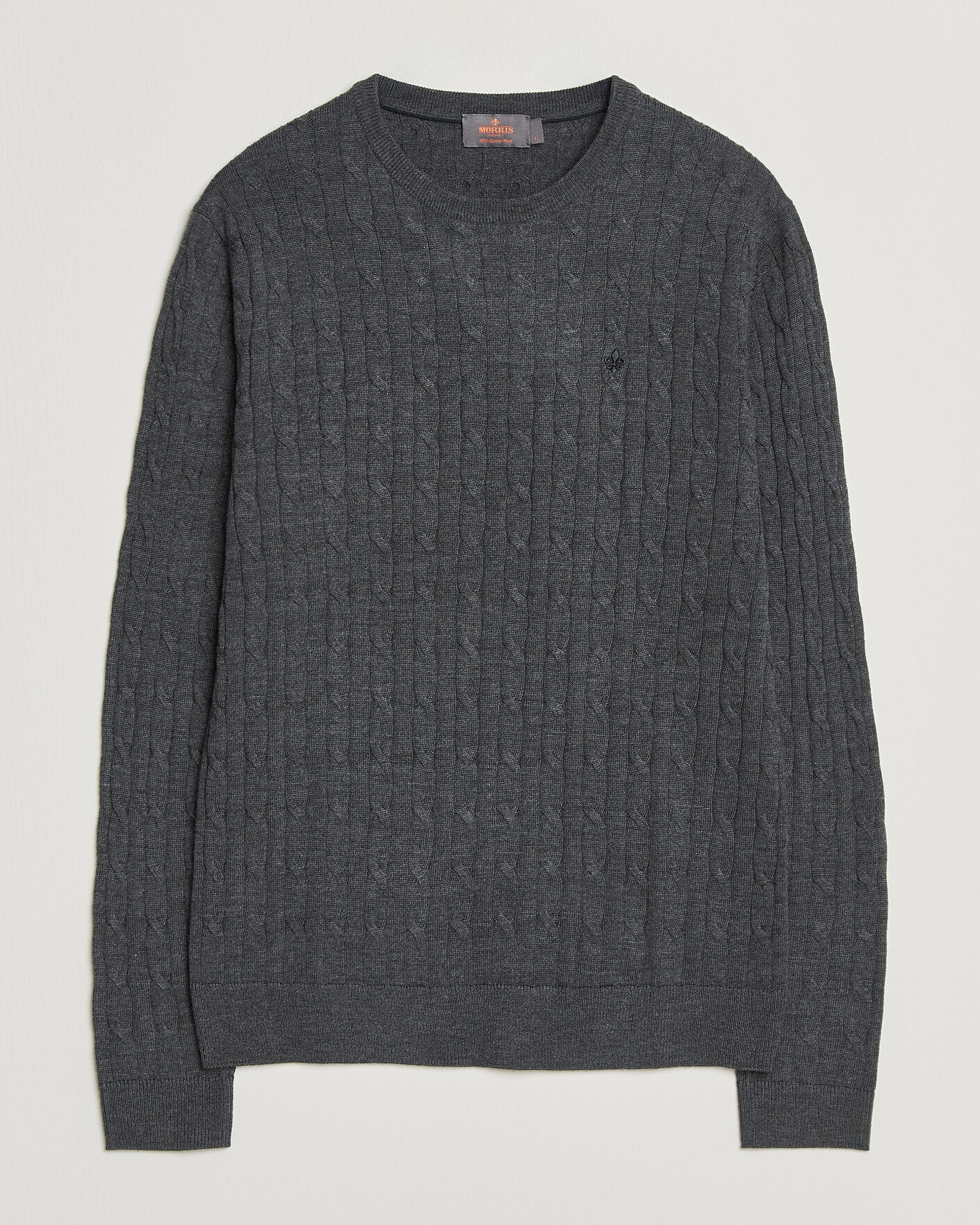 Hombres | Jerséis y prendas de punto | Morris | Merino Cable O-Neck Grey
