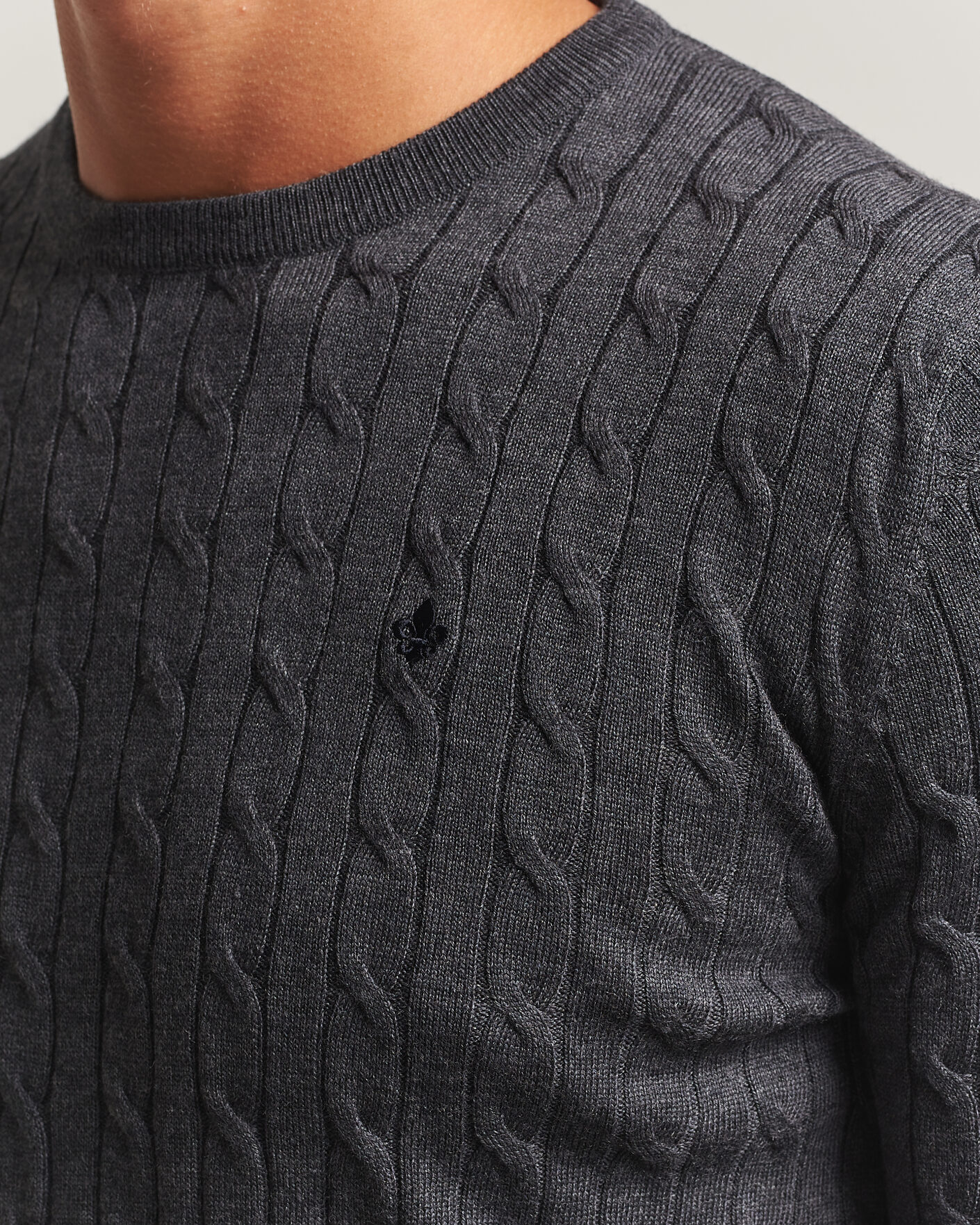 Hombres | Jerséis y prendas de punto | Morris | Merino Cable O-Neck Grey