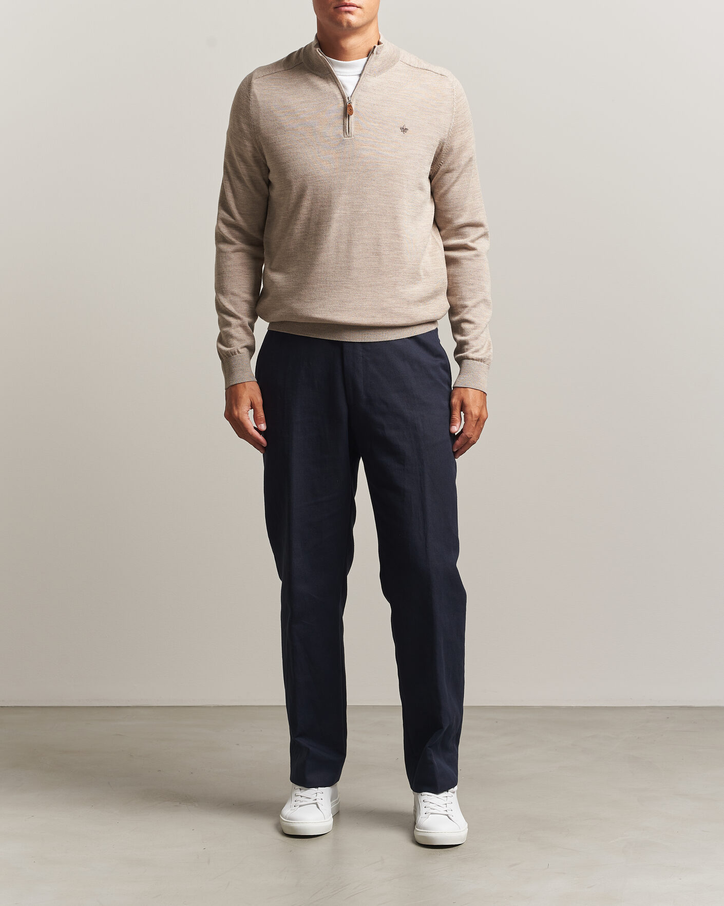 Hombres | Jerséis y prendas de punto | Morris | John Merino Half Zip Khaki