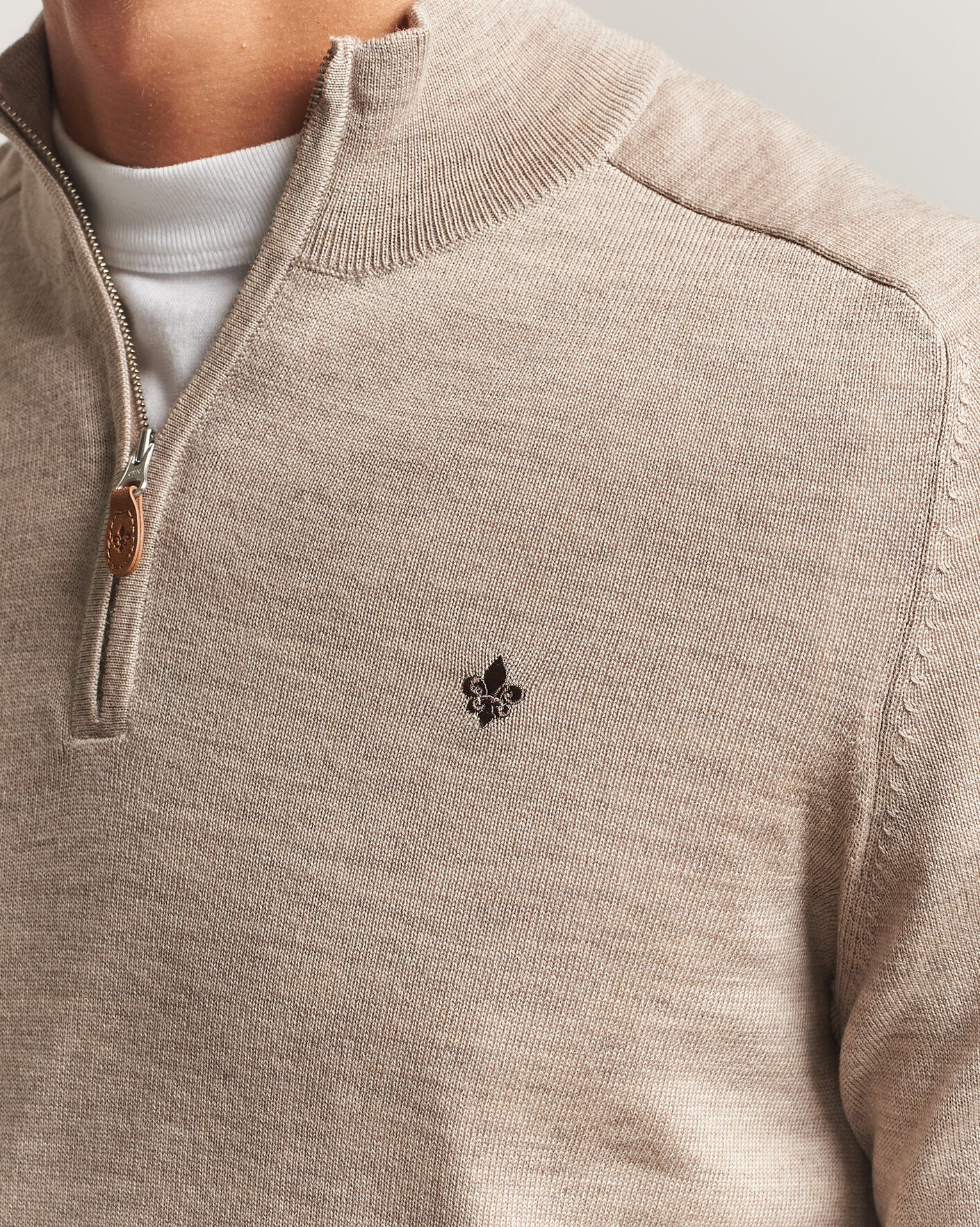 Hombres | Jerséis y prendas de punto | Morris | John Merino Half Zip Khaki