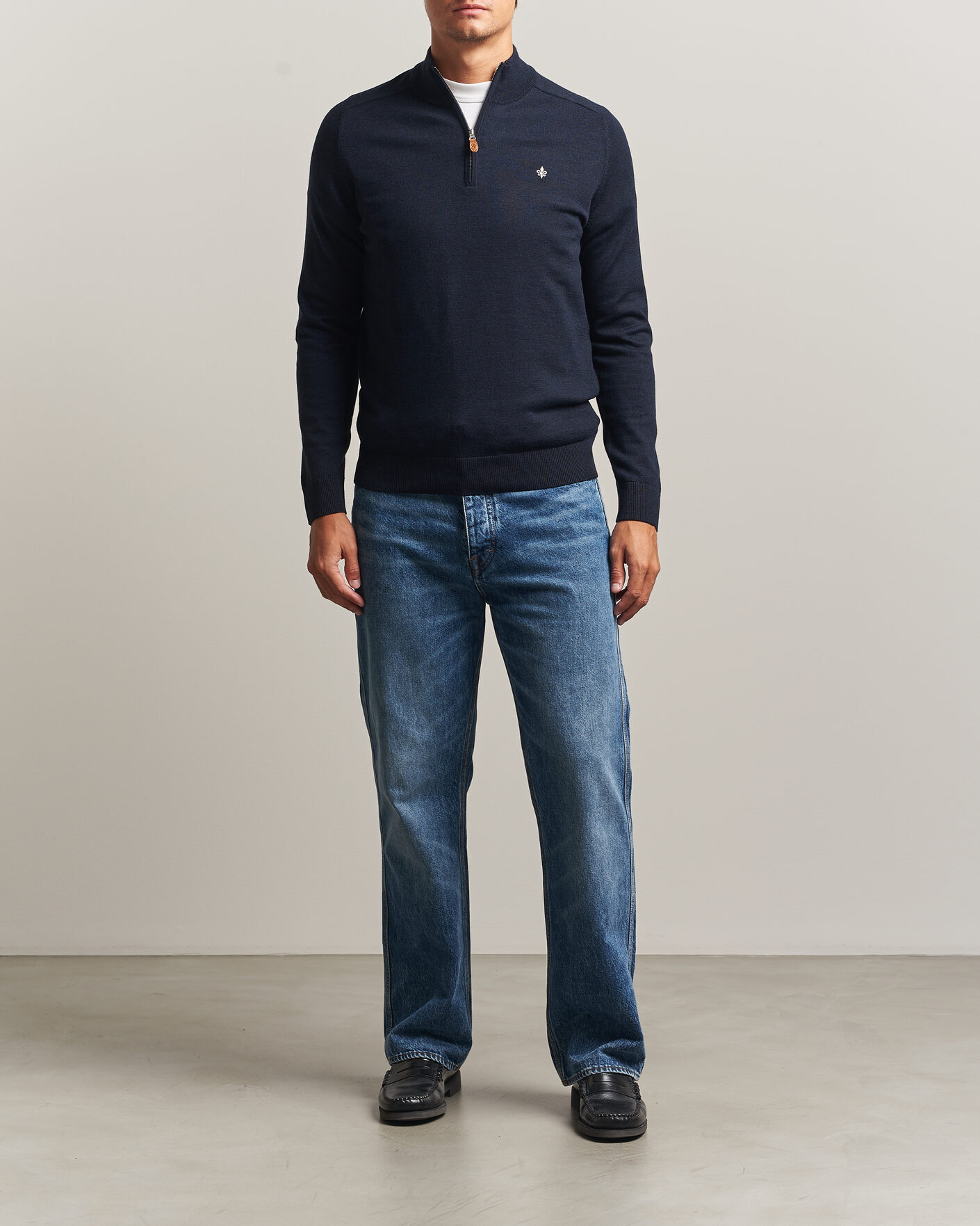 Hombres | Jerséis y prendas de punto | Morris | John Merino Half Zip Navy
