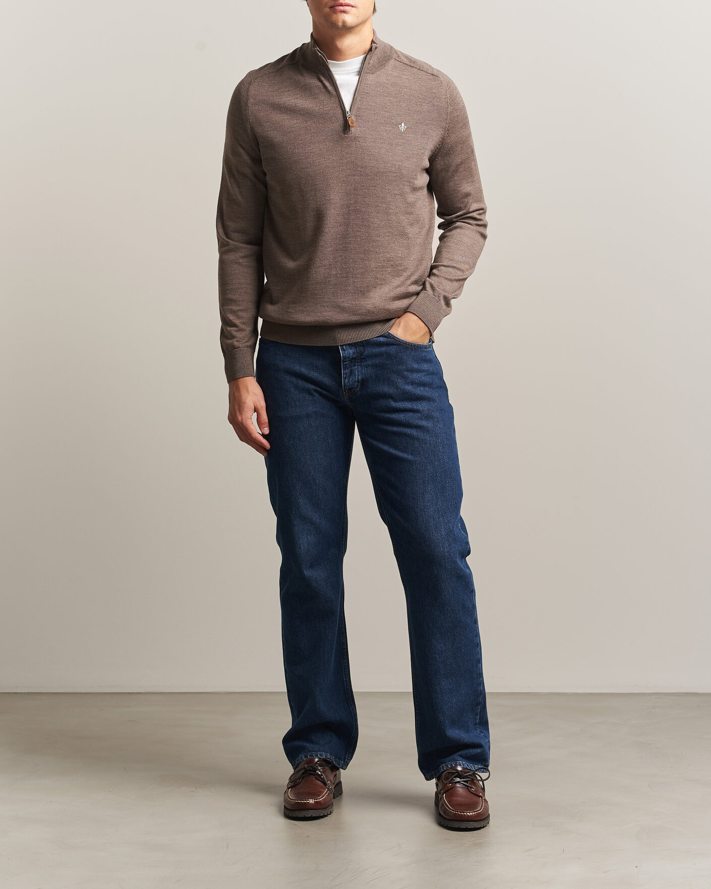 Hombres | Jerséis y prendas de punto | Morris | John Merino Half Zip Brown