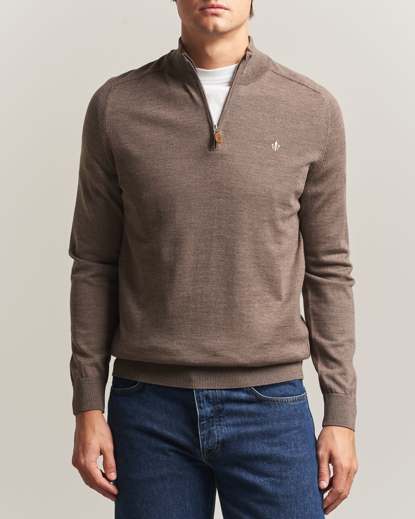 Hombres | Jerséis y prendas de punto | Morris | John Merino Half Zip Brown