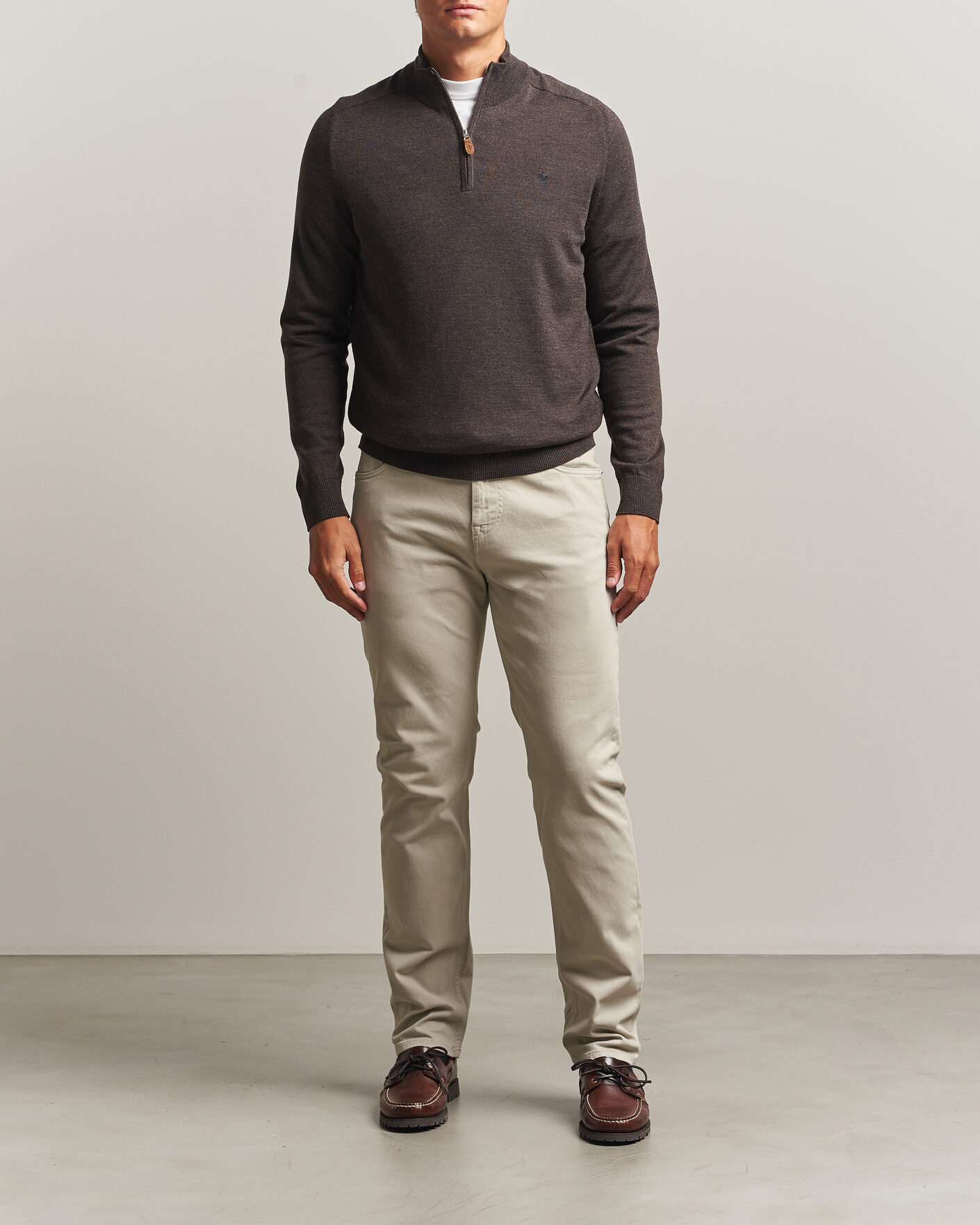 Hombres | Jerséis y prendas de punto | Morris | John Merino Half Zip Brown