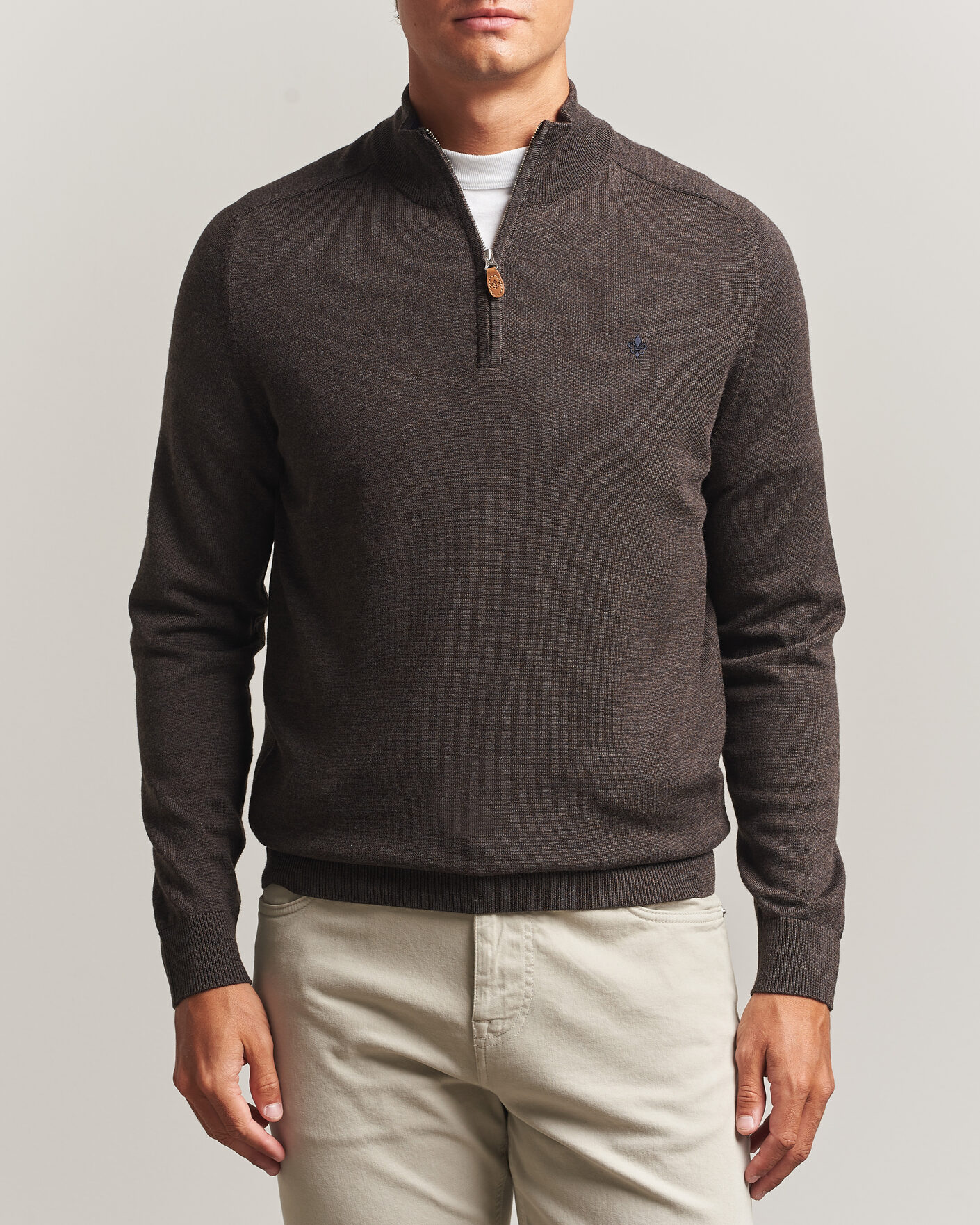 Hombres | Jerséis y prendas de punto | Morris | John Merino Half Zip Brown