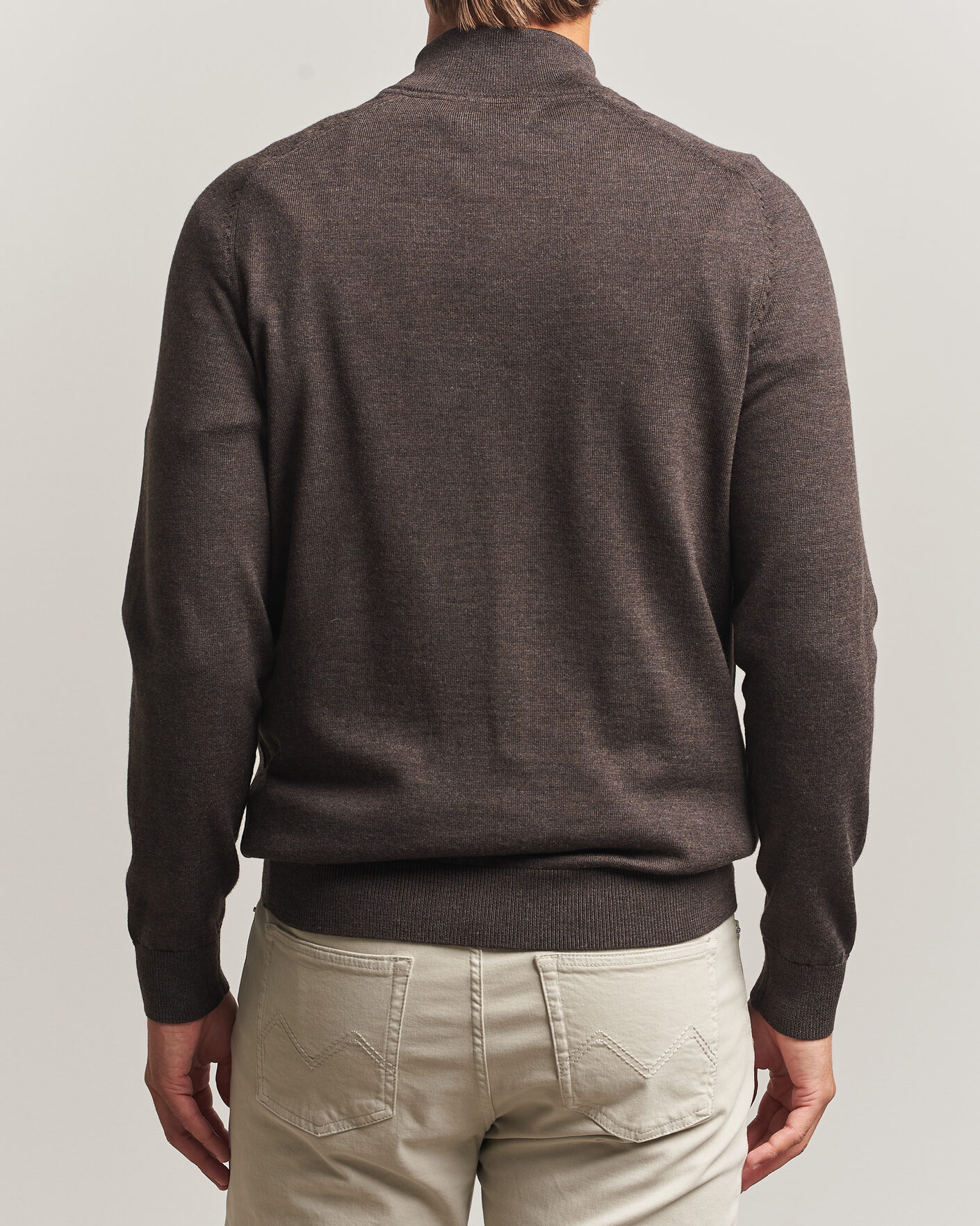Hombres | Jerséis y prendas de punto | Morris | John Merino Half Zip Brown