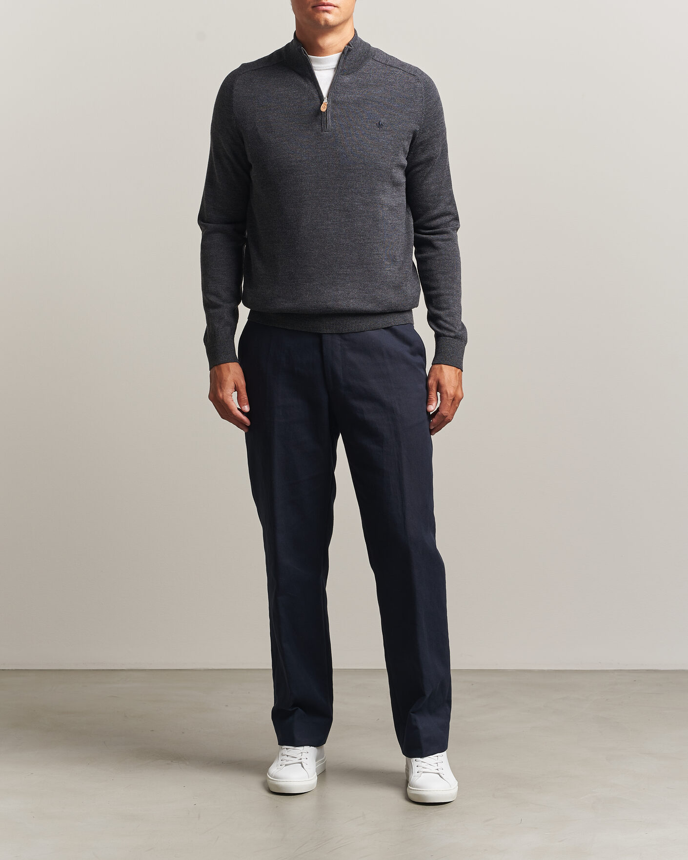 Hombres | Jerséis y prendas de punto | Morris | John Merino Half Zip Grey
