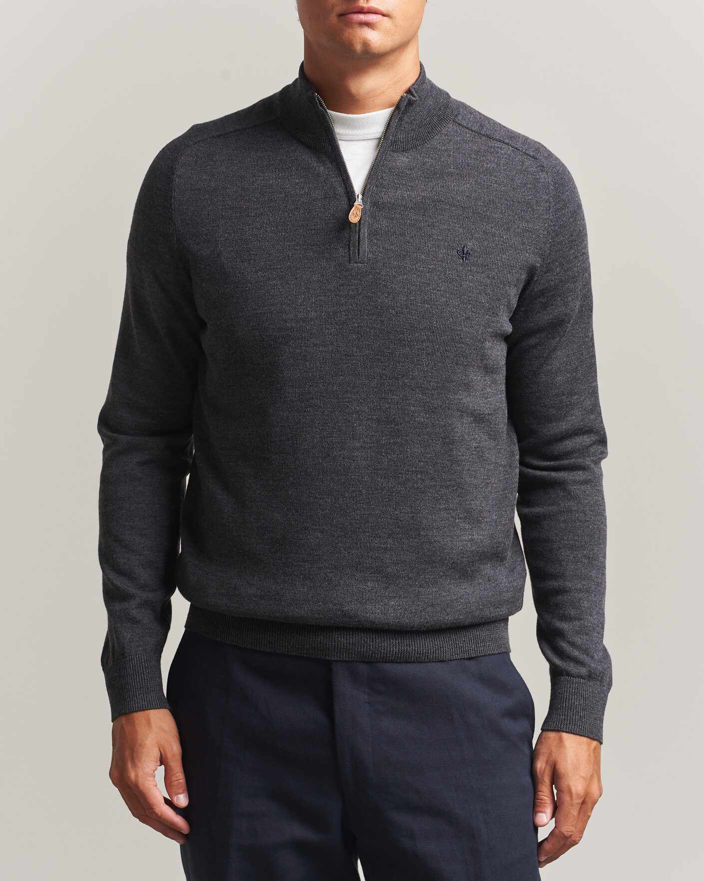 Hombres | Jerséis y prendas de punto | Morris | John Merino Half Zip Grey