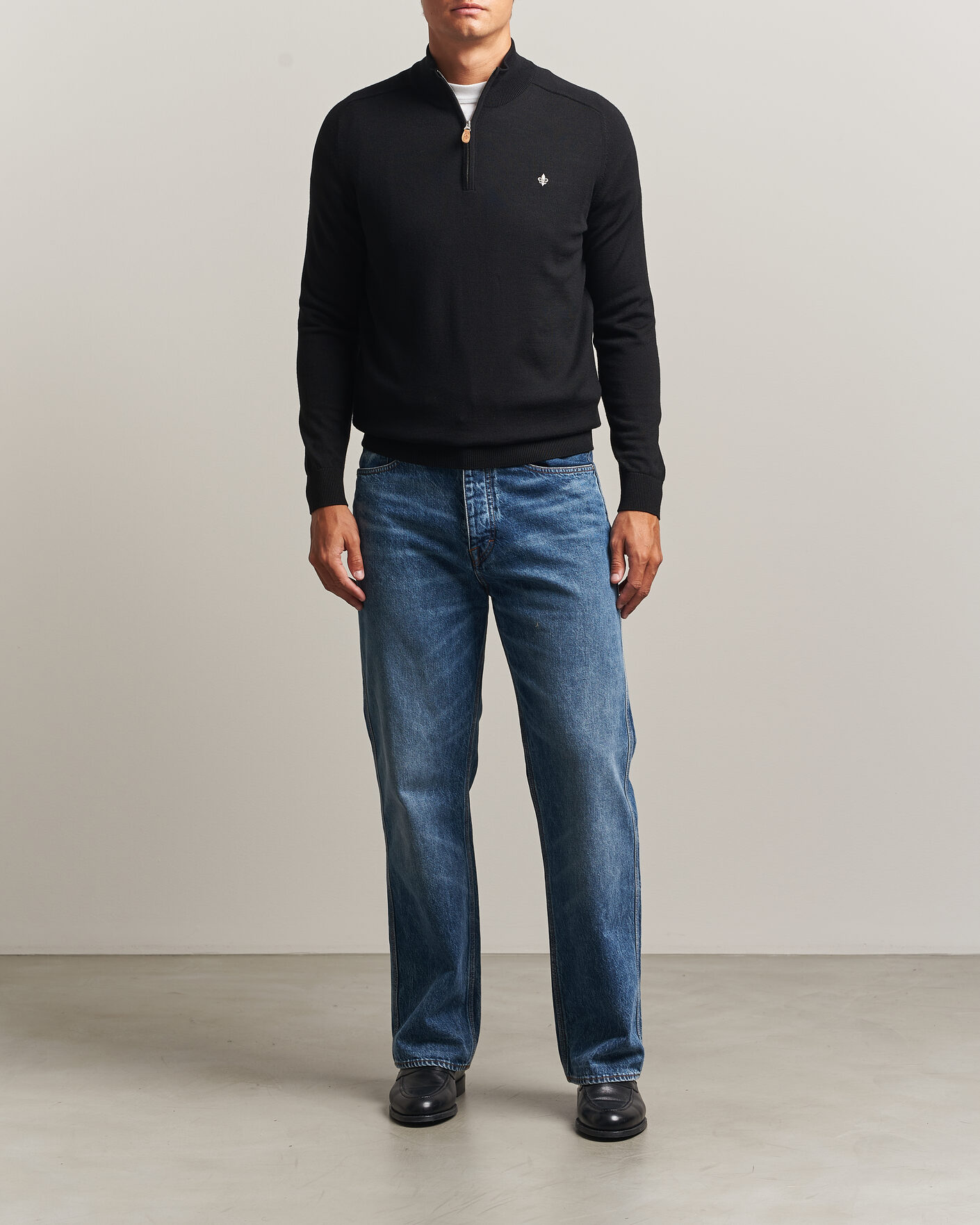 Hombres | Jerséis y prendas de punto | Morris | John Merino Half Zip Black