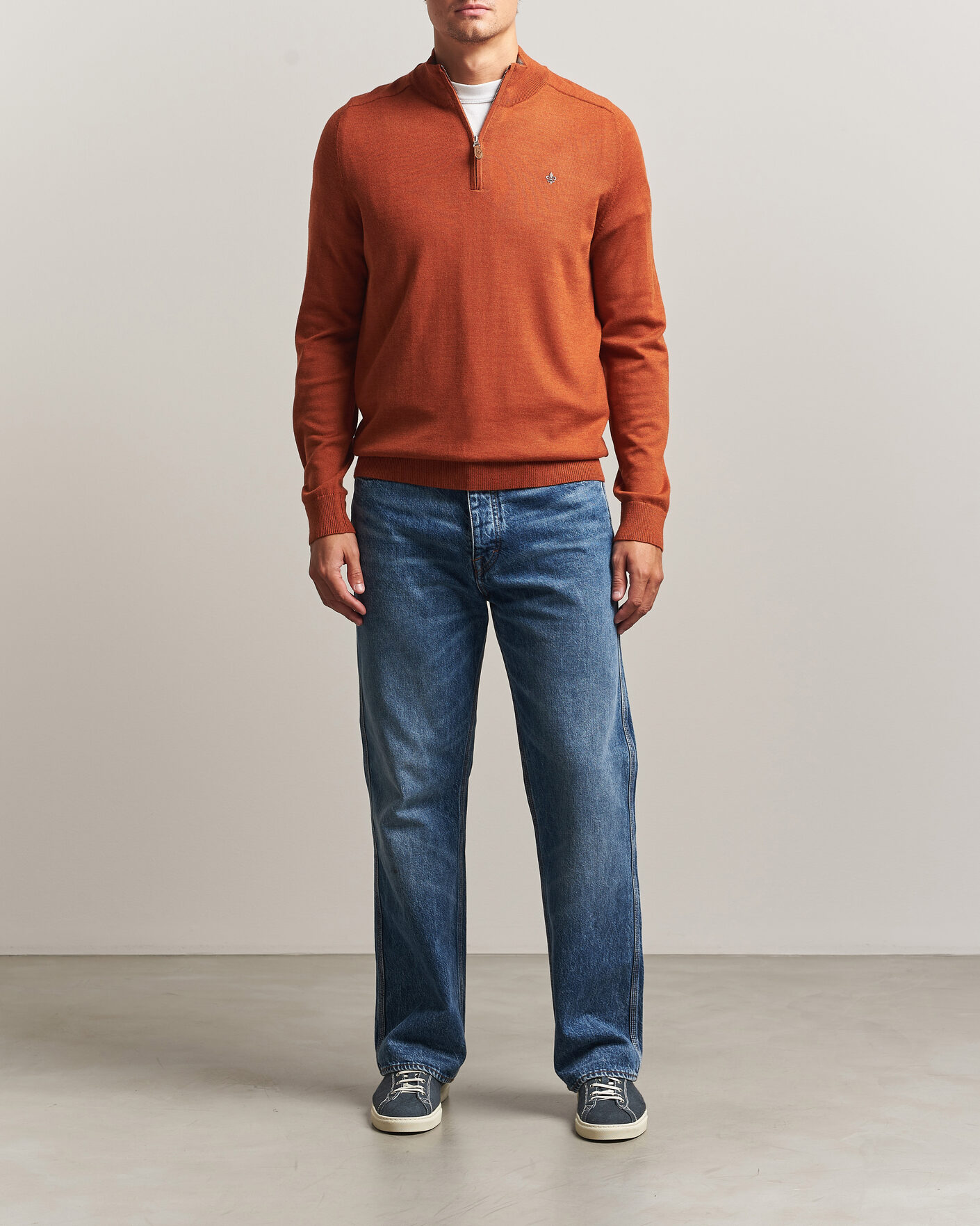 Hombres | Jerséis y prendas de punto | Morris | John Merino Half Zip Orange