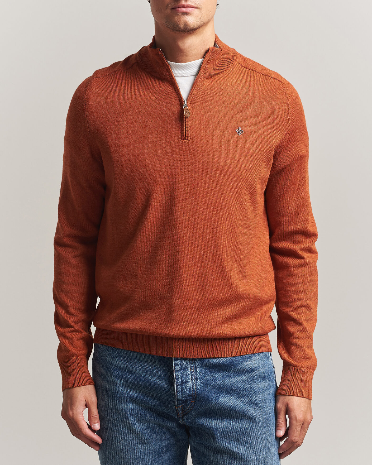 Hombres | Jerséis y prendas de punto | Morris | John Merino Half Zip Orange