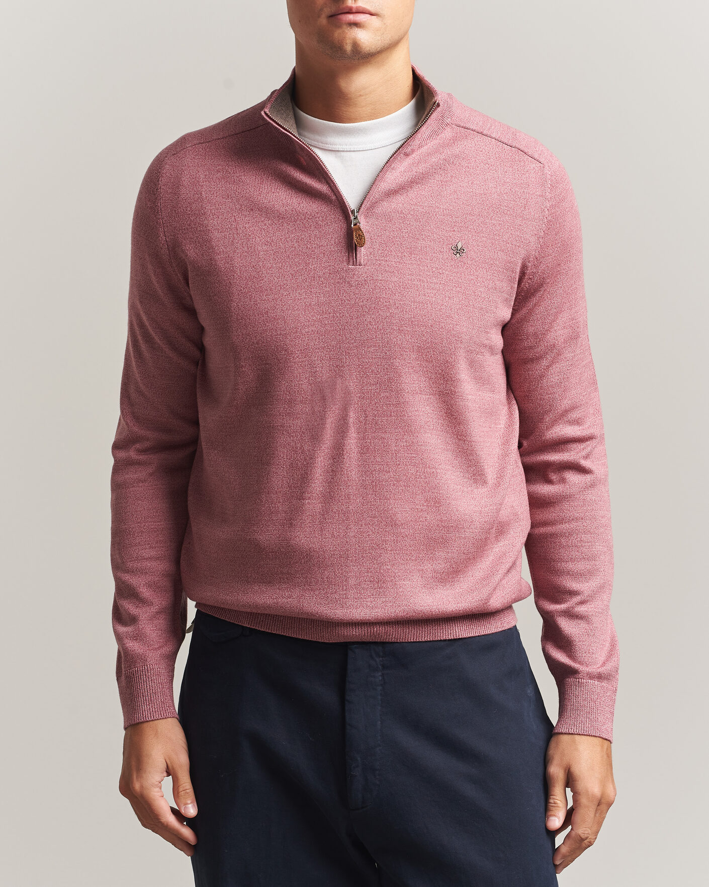 Hombres | Jerséis y prendas de punto | Morris | John Merino Half Zip Cerise