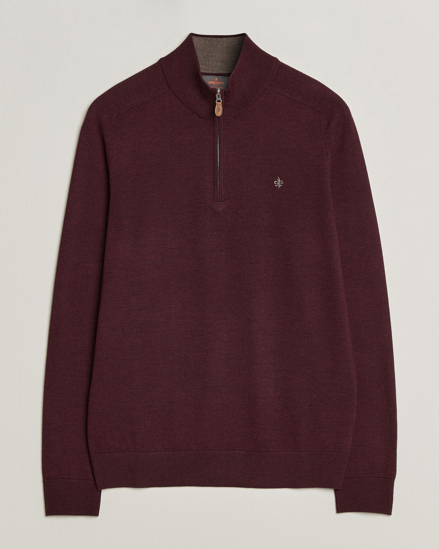 Hombres | Jerséis y prendas de punto | Morris | John Merino Half Zip Wine Red