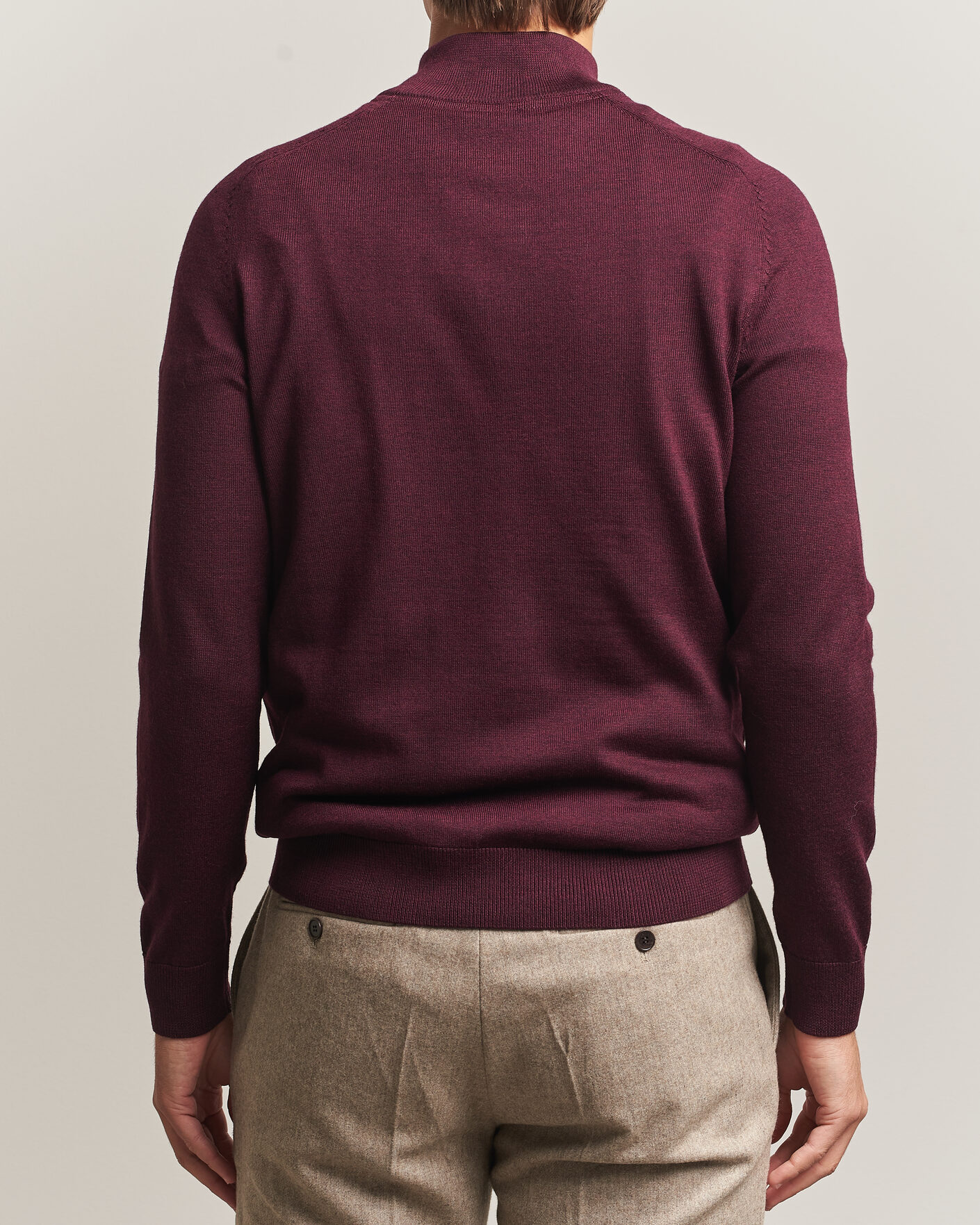 Hombres | Jerséis y prendas de punto | Morris | John Merino Half Zip Wine Red