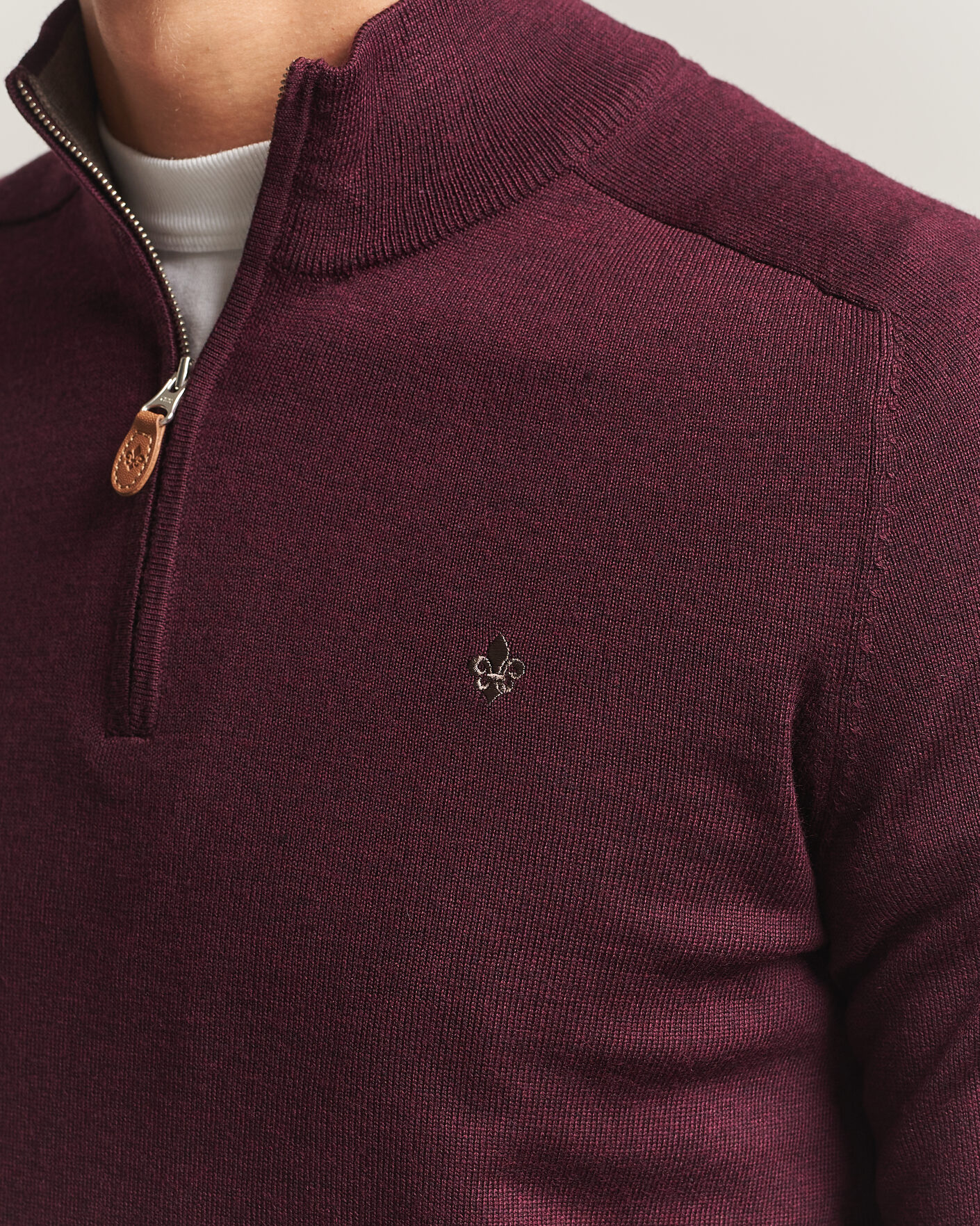 Hombres | Jerséis y prendas de punto | Morris | John Merino Half Zip Wine Red