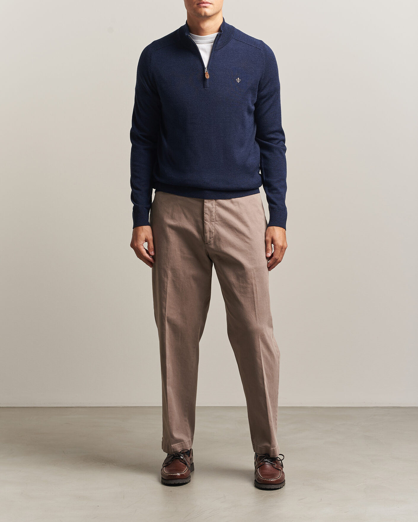 Hombres | Jerséis y prendas de punto | Morris | John Merino Half Zip Ocean Blue