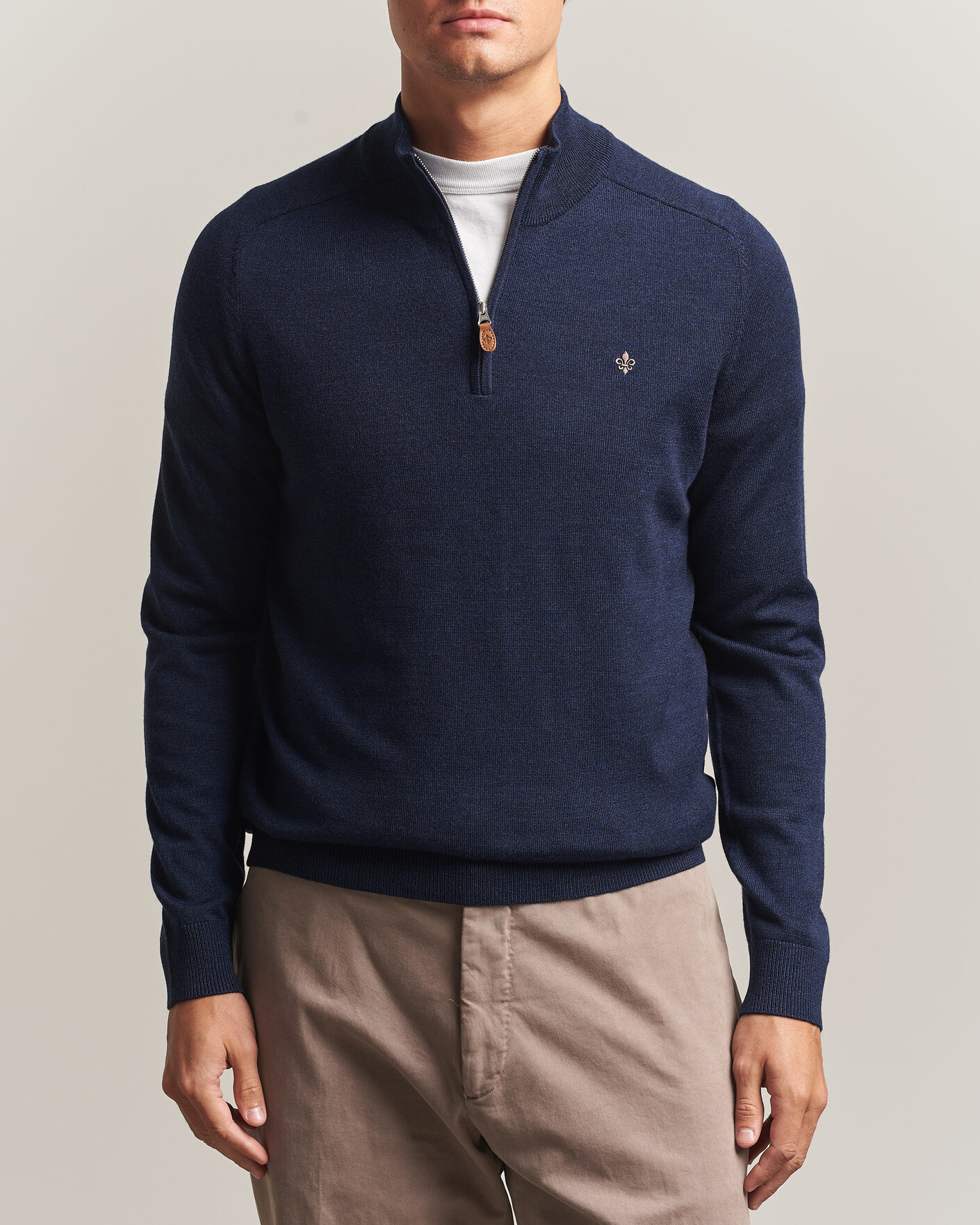 Hombres | Jerséis y prendas de punto | Morris | John Merino Half Zip Ocean Blue