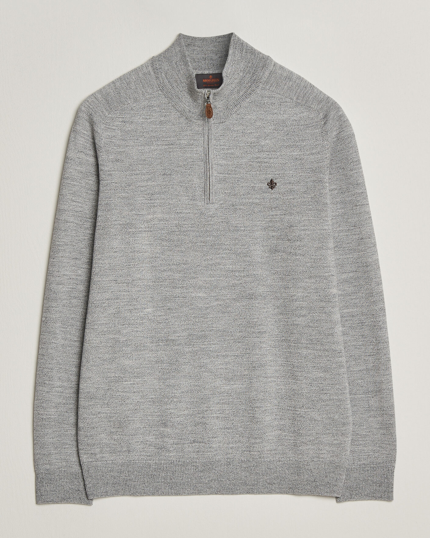 Hombres | Jerséis y prendas de punto | Morris | John Merino Half Zip Mid Grey