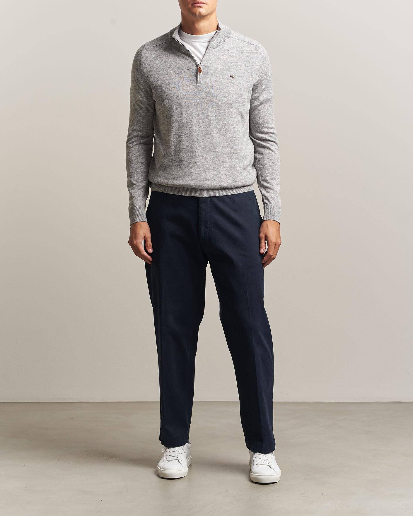 Hombres | Jerséis y prendas de punto | Morris | John Merino Half Zip Mid Grey