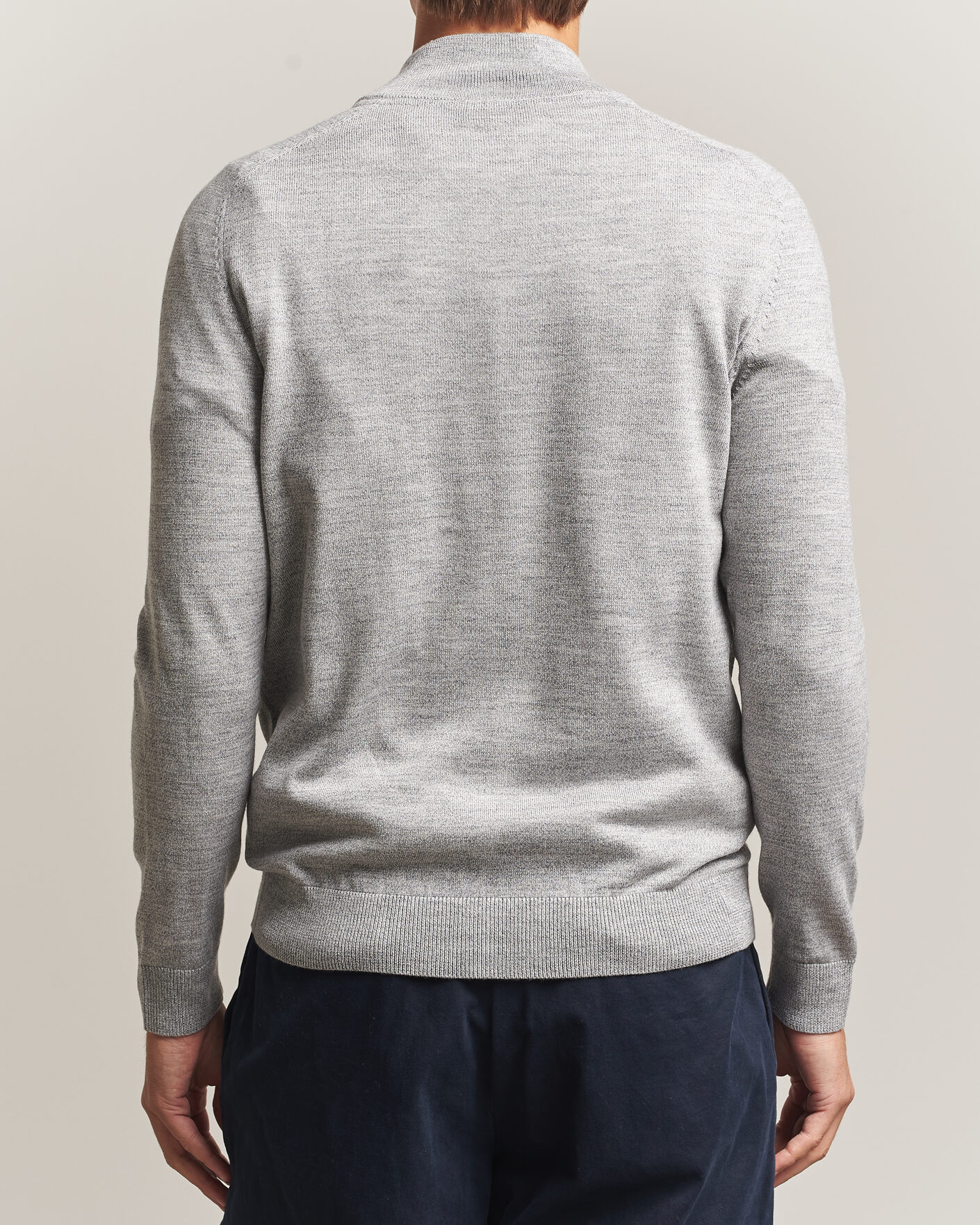 Hombres | Jerséis y prendas de punto | Morris | John Merino Half Zip Mid Grey