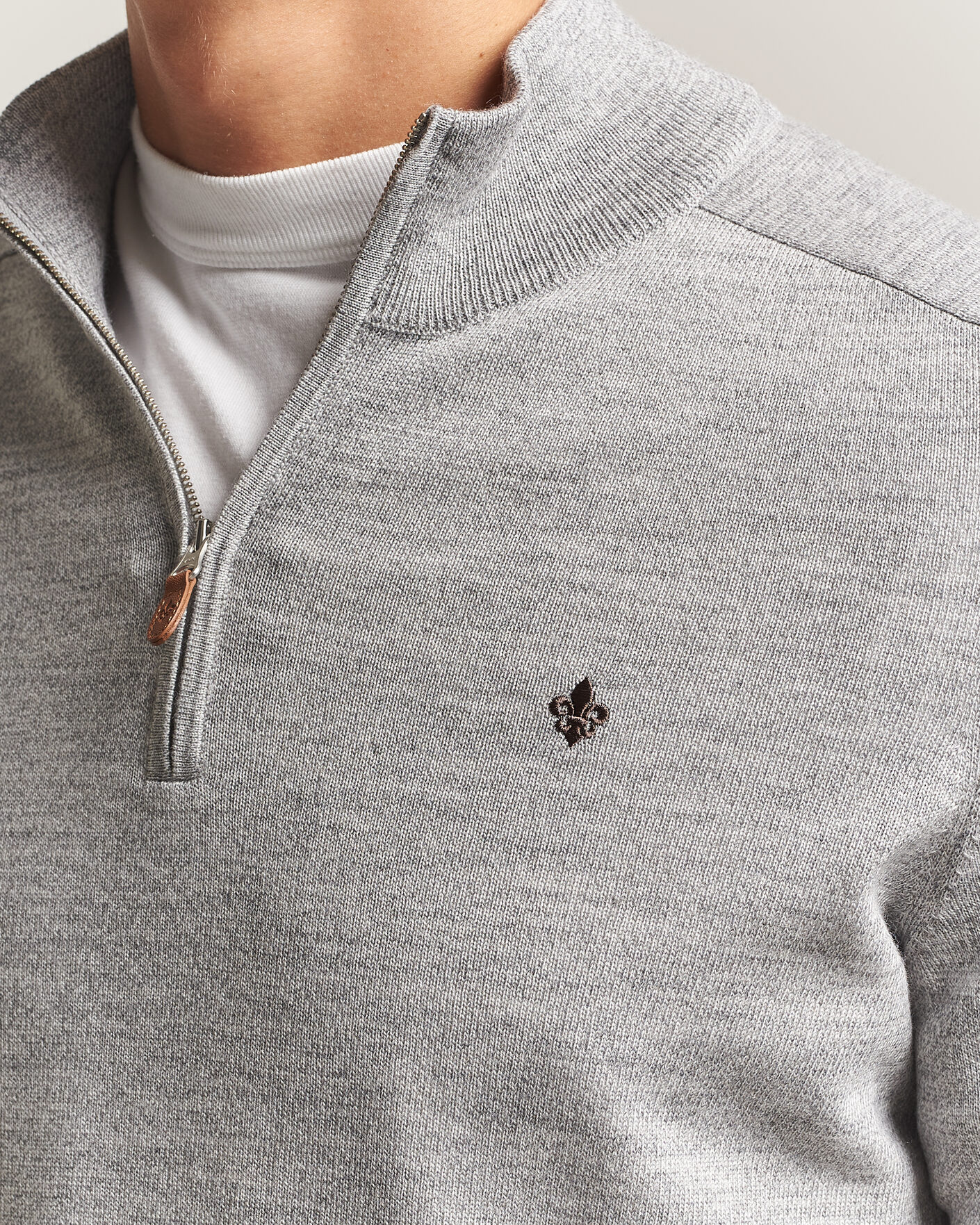 Hombres | Jerséis y prendas de punto | Morris | John Merino Half Zip Mid Grey