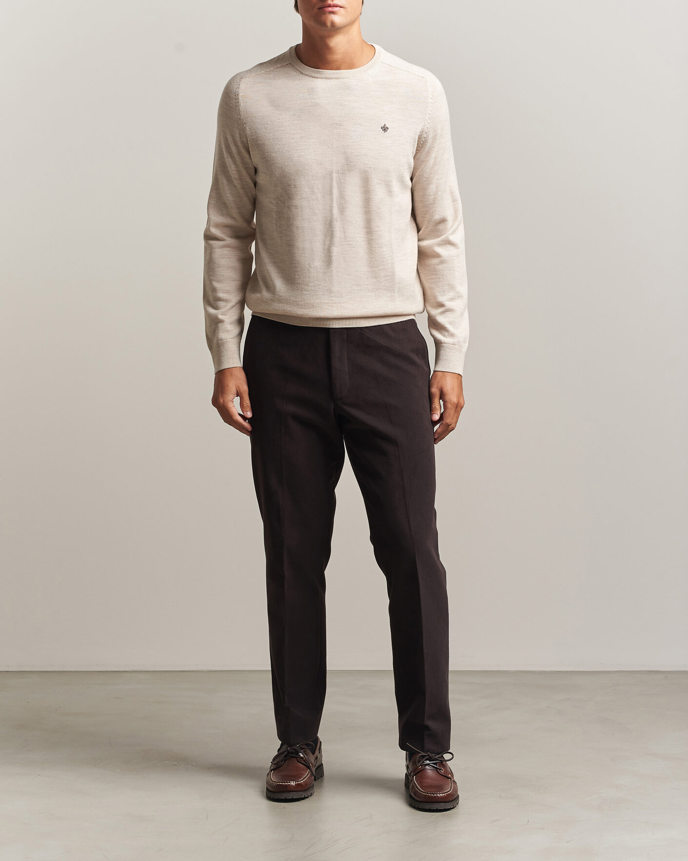Hombres | Jerséis y prendas de punto | Morris | Merino O-Neck Off White