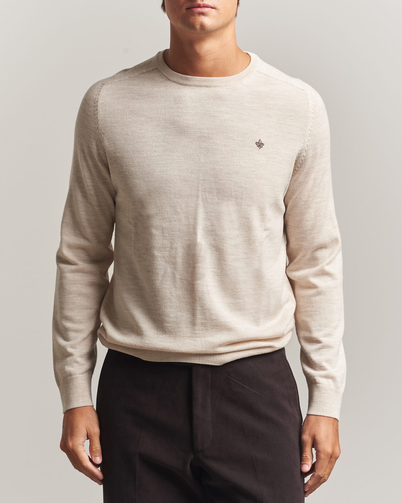 Hombres | Jerséis y prendas de punto | Morris | Merino O-Neck Off White